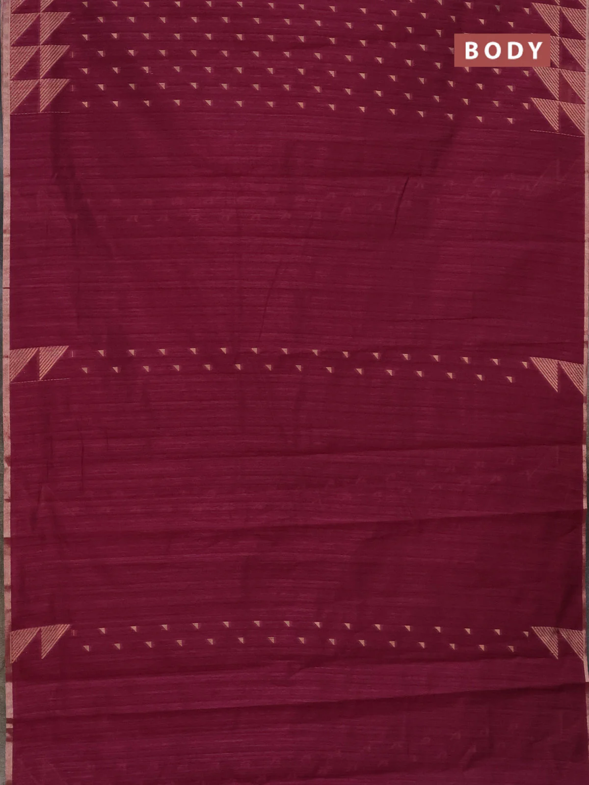 Banarasi semi matka saree wine shade with allover zari woven geometric buttas and woven border - Image 2