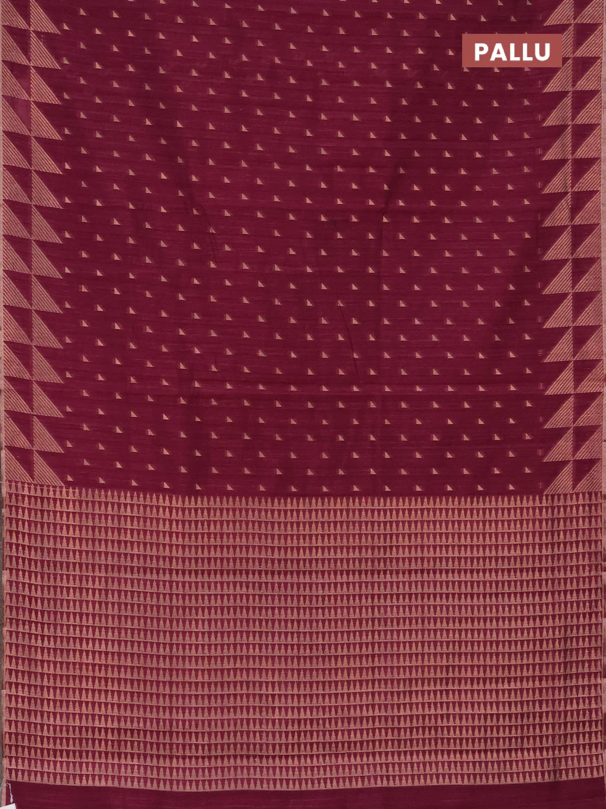 Banarasi semi matka saree wine shade with allover zari woven geometric buttas and woven border - Image 3