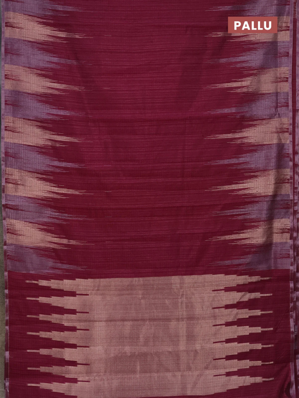 Banarasi semi matka saree wine shade with plain body and temple design zari woven border - Image 3