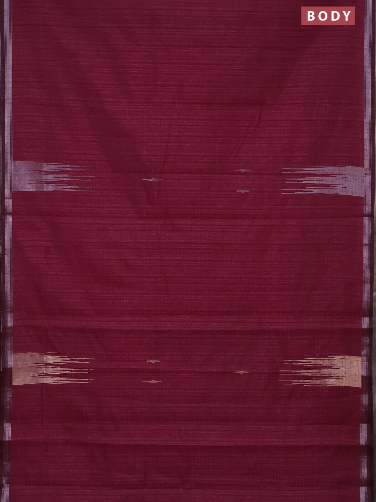 Banarasi semi matka saree wine shade with silver & gold zari woven buttas and temple design zari woven border - Image 2