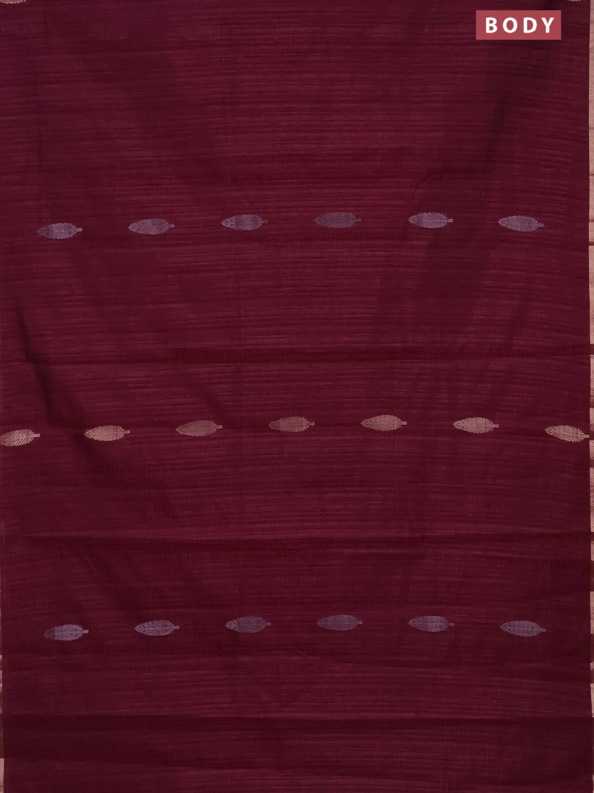 Banarasi semi matka saree wine shade with silver & gold zari woven buttas and zari woven piping border - Image 2