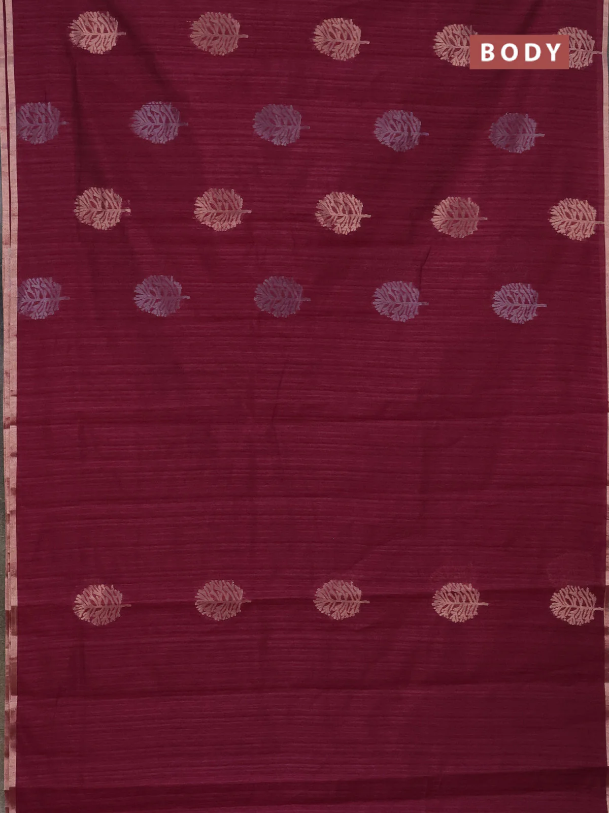 Banarasi semi matka saree wine shade with silver & gold zari woven buttas and zari woven piping border - Image 2