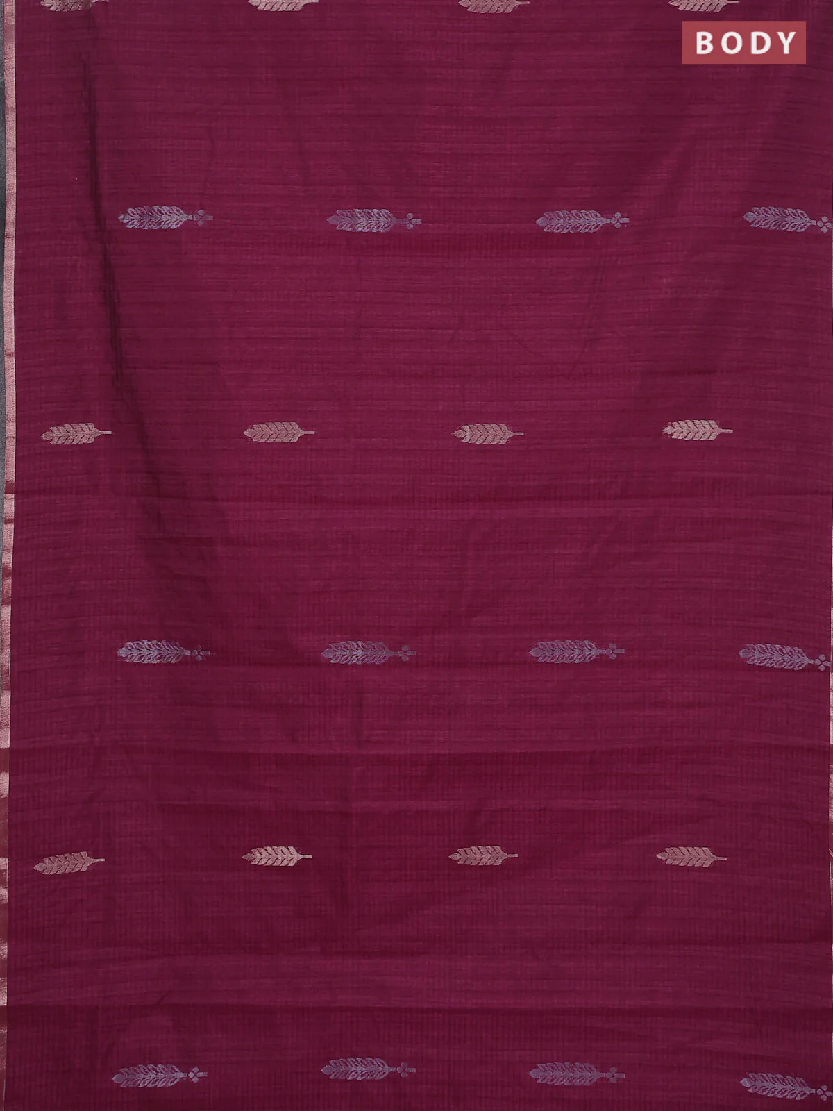 Banarasi semi matka saree wine shade with silver & gold zari woven buttas and zari woven piping border - Image 2