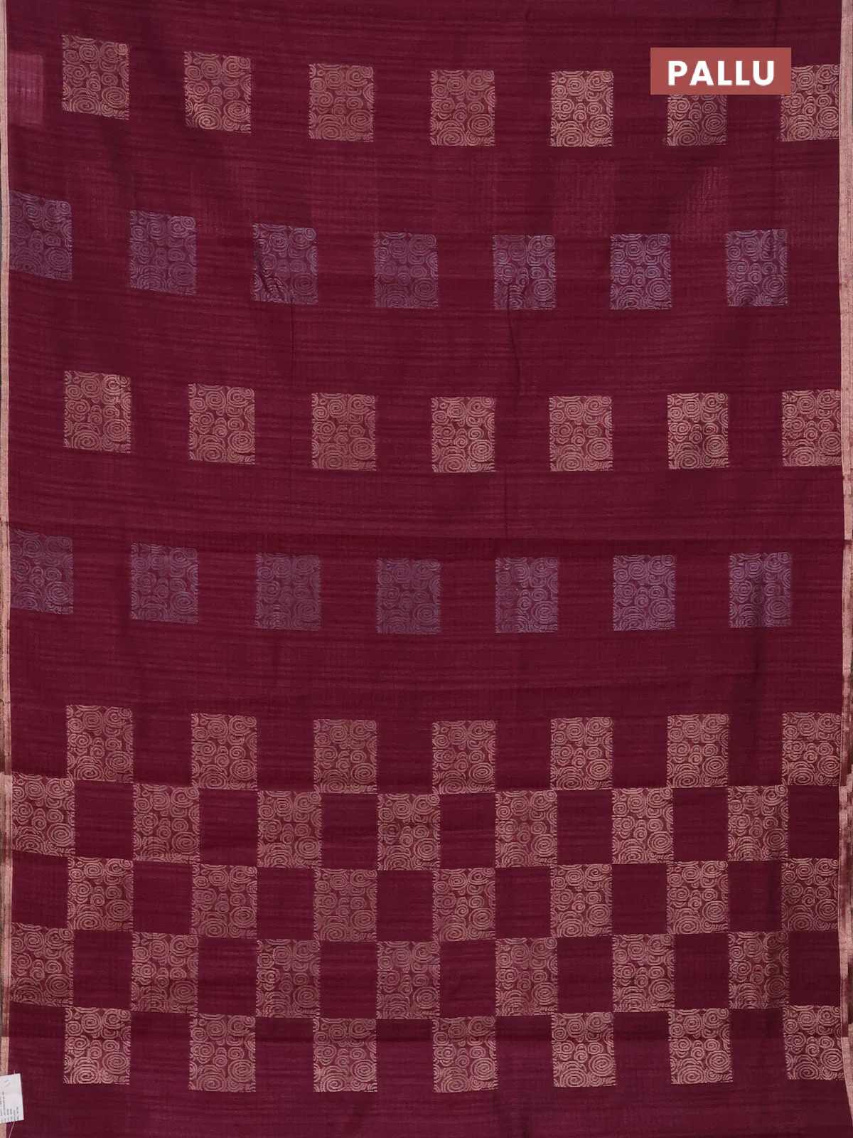 Banarasi semi matka saree wine shade with silver & gold zari woven buttas and zari woven piping border - Image 3