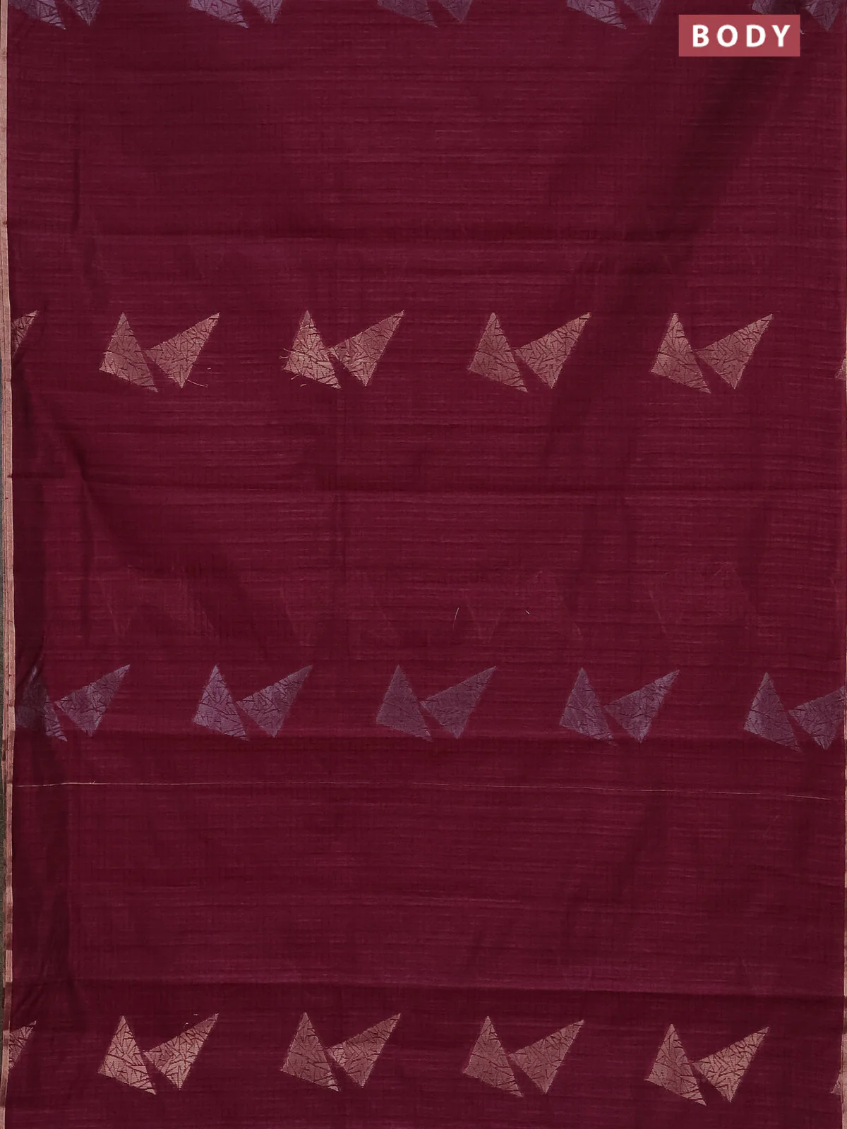 Banarasi semi matka saree wine shade with silver & gold zari woven buttas and zari woven piping border - Image 2