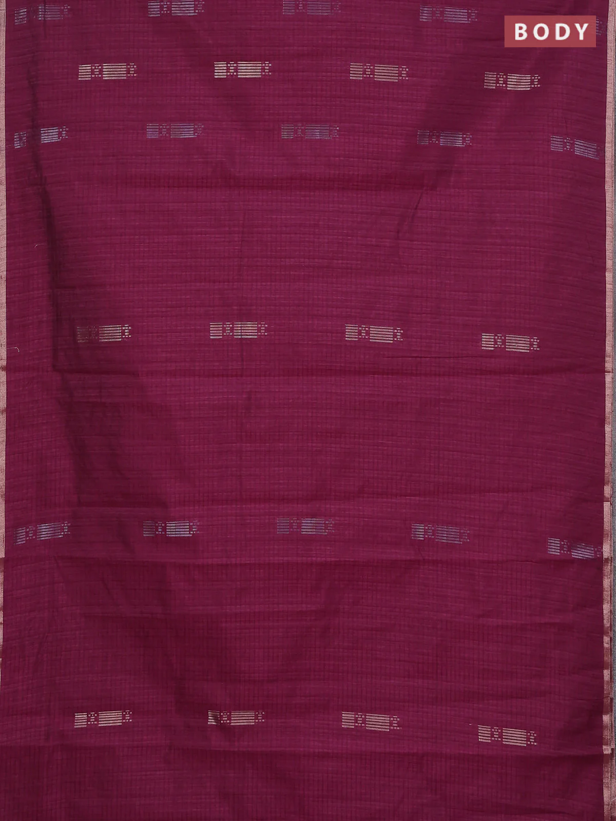 Banarasi semi matka saree wine shade with silver & gold zari woven buttas and zari woven piping border - Image 2