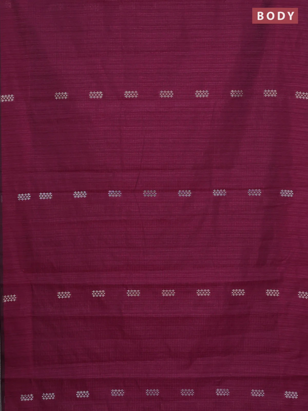 Banarasi semi matka saree wine shade with silver & gold zari woven buttas in borderless style - Image 2