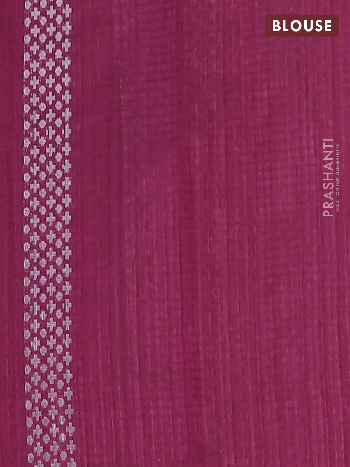 Banarasi semi matka saree wine shade with silver & gold zari woven buttas in borderless style - Image 4