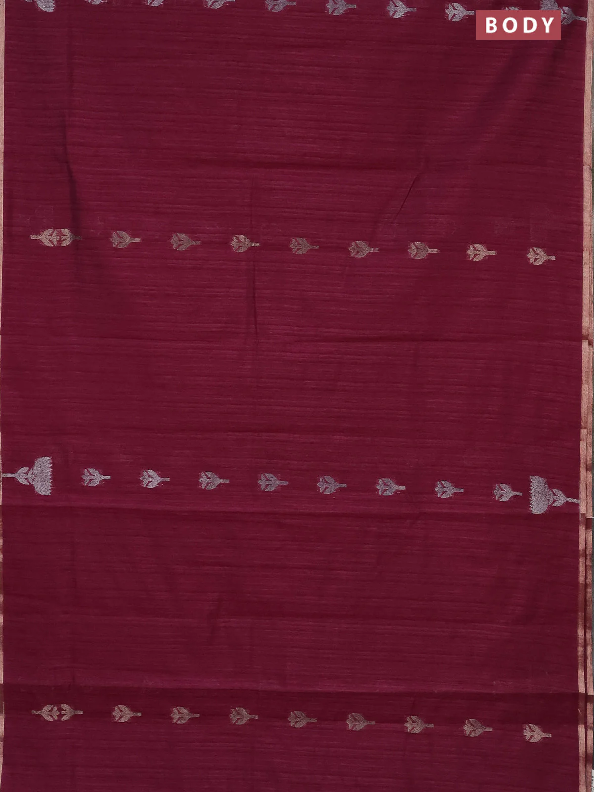 Banarasi semi matka saree wine shade with thread & silver zari woven buttas and zari woven piping border - Image 2