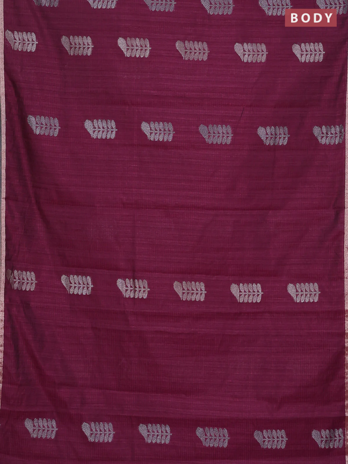 Banarasi semi matka saree wine shade with thread & silver zari woven buttas and zari woven piping border - Image 2