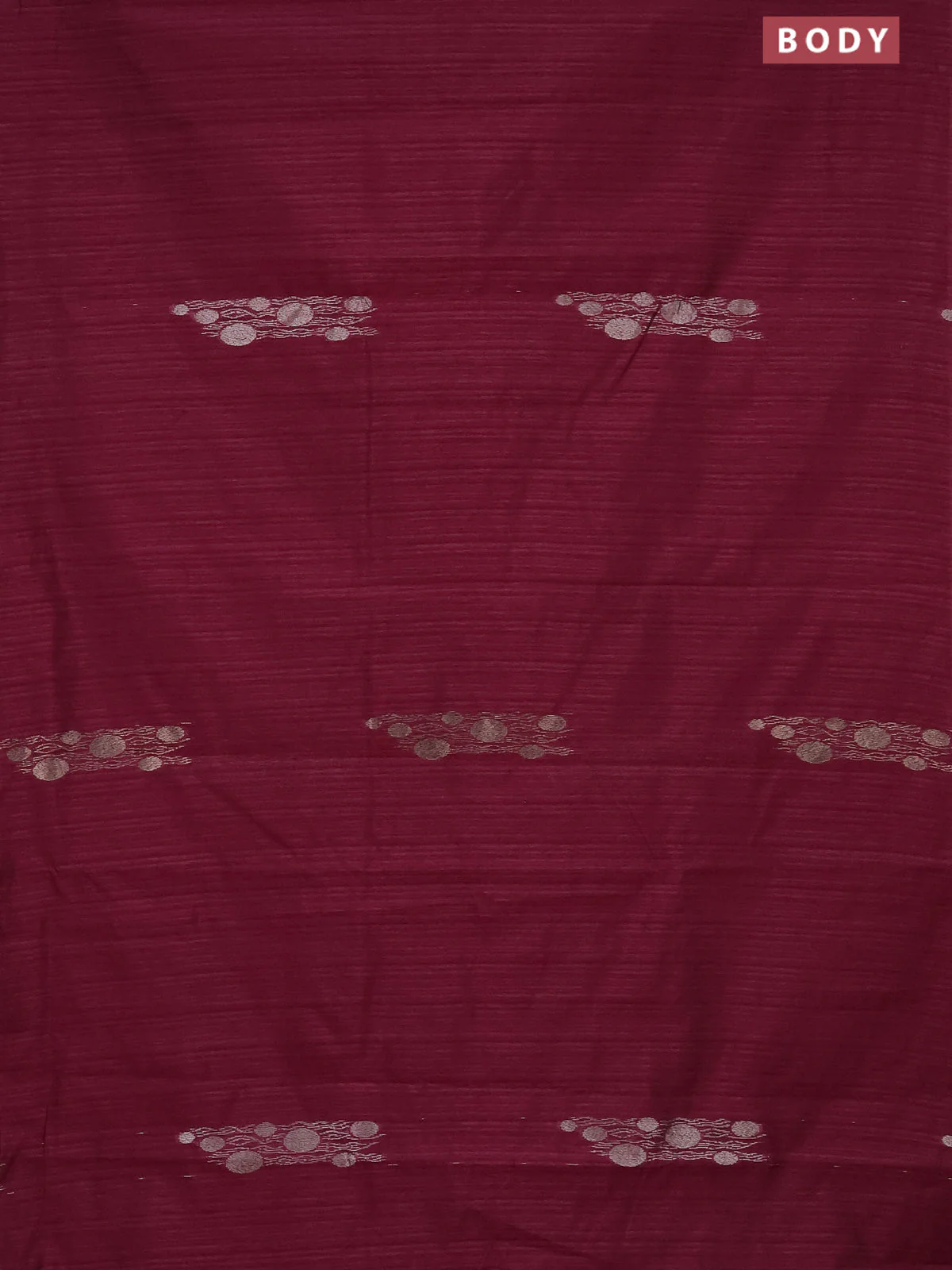 Banarasi semi matka saree wine shade with thread & silver zari woven buttas and zari woven piping border - Image 2