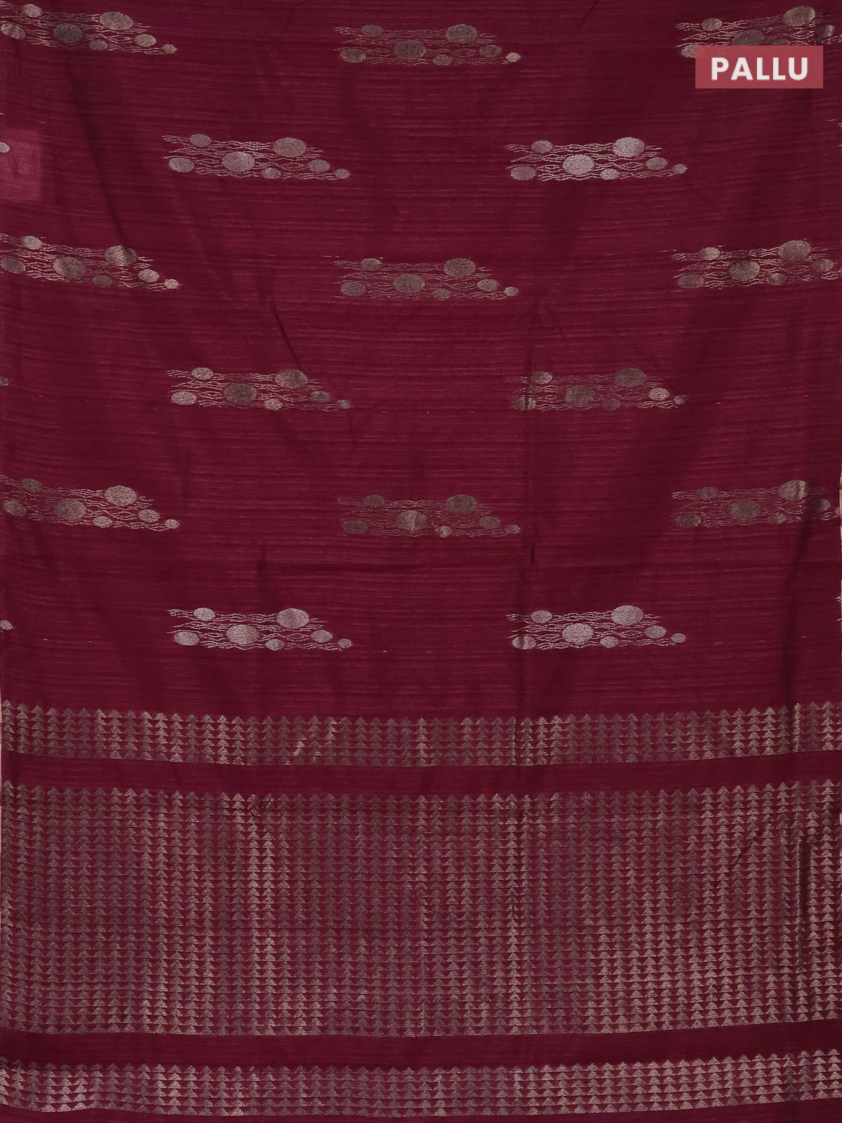 Banarasi semi matka saree wine shade with thread & silver zari woven buttas and zari woven piping border - Image 3