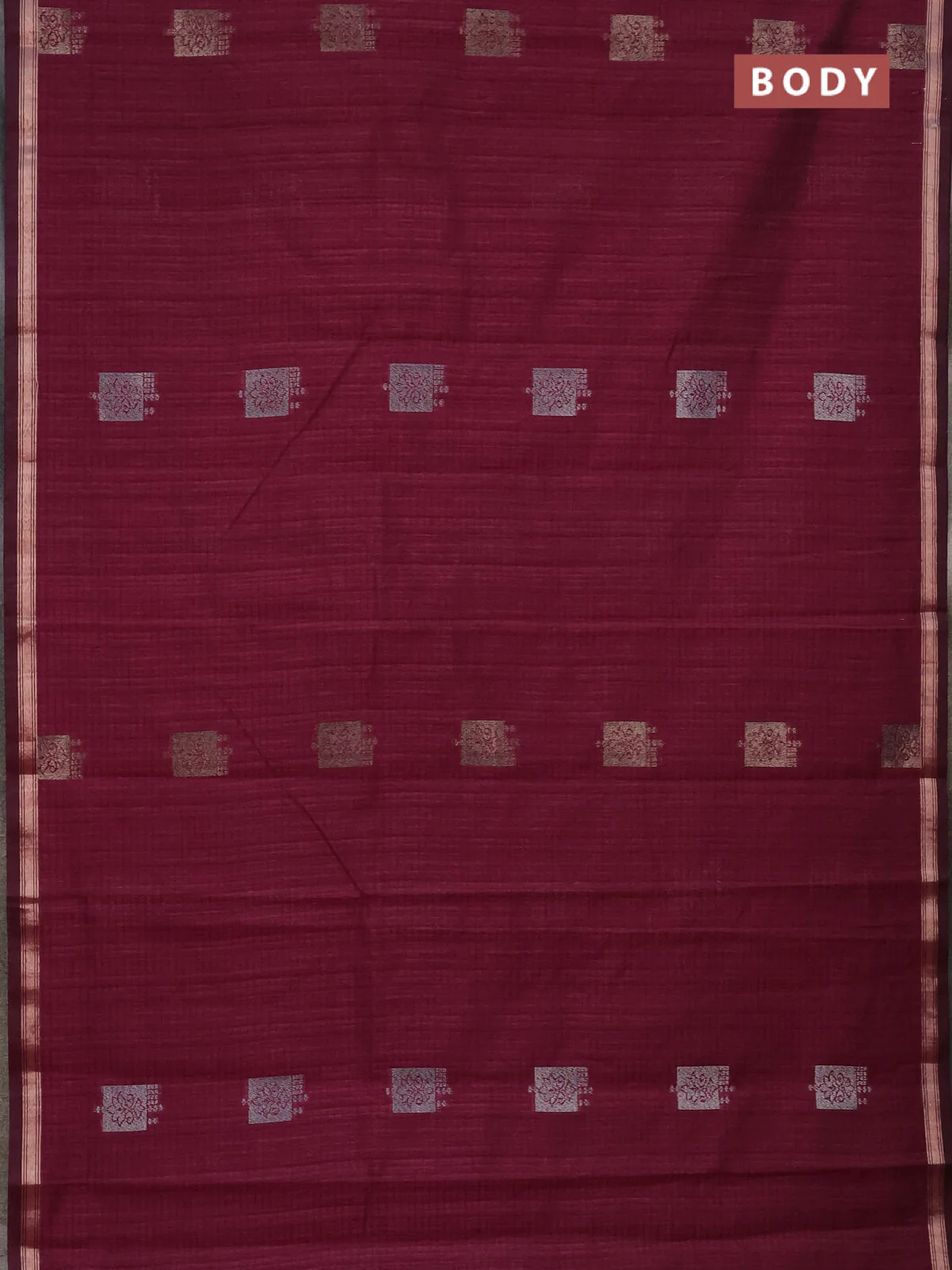 Banarasi semi matka saree wine shade with woven buttas and zari woven piping border - Image 2