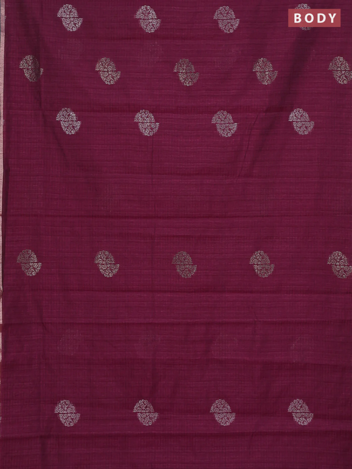 Banarasi semi matka saree wine shade with woven buttas and zari woven piping border - Image 2