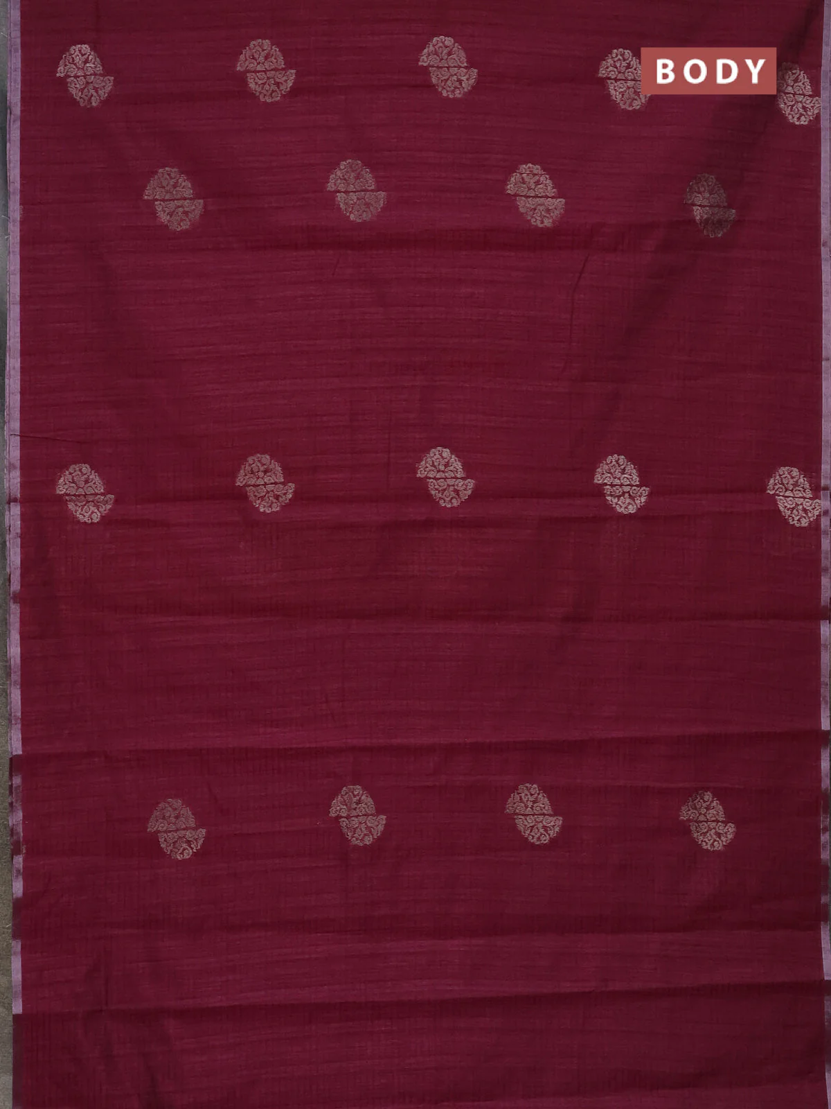 Banarasi semi matka saree wine shade with woven buttas and zari woven piping border - Image 2