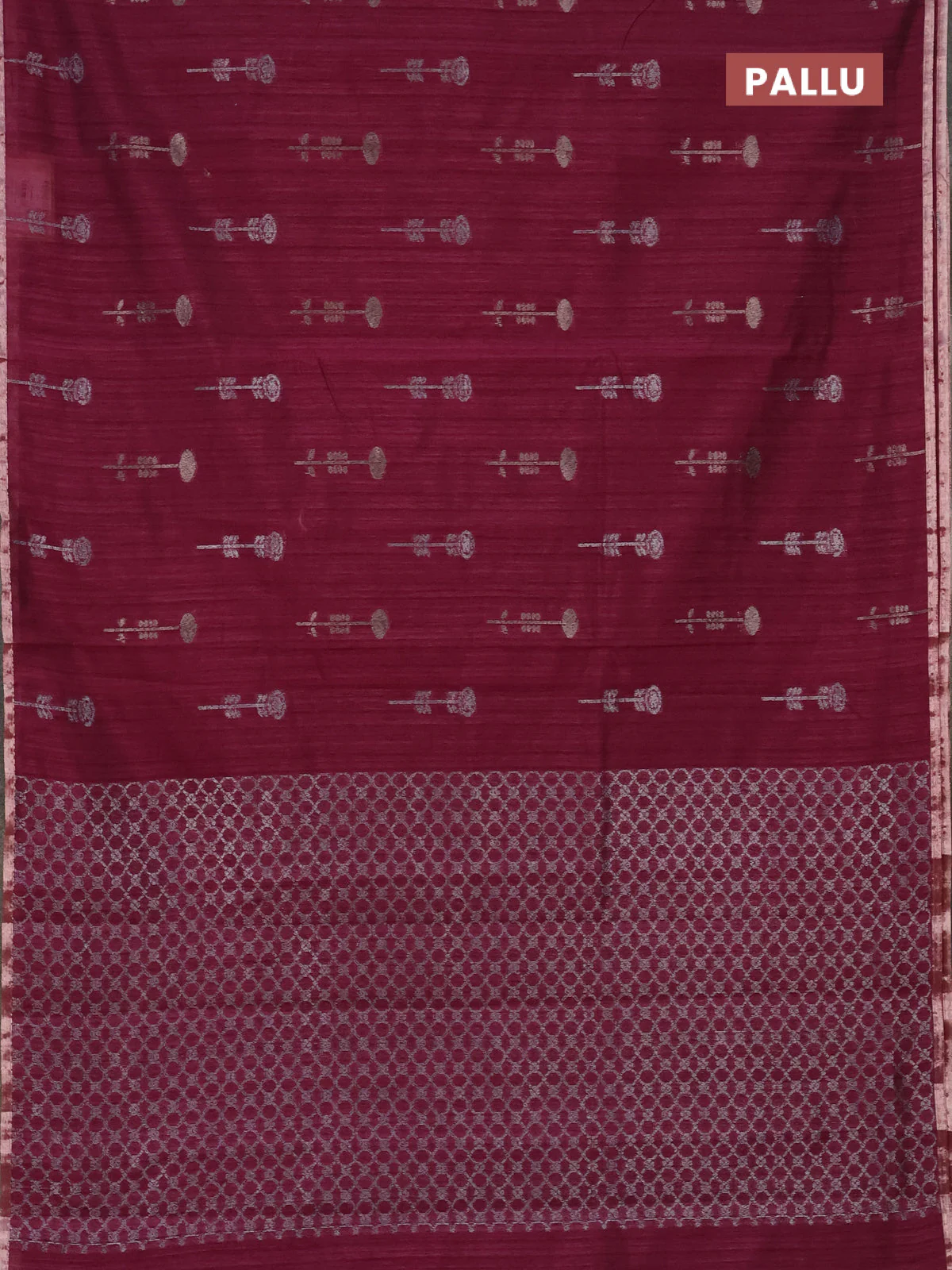 Banarasi semi matka saree wine shade with woven buttas and zari woven piping border - Image 3