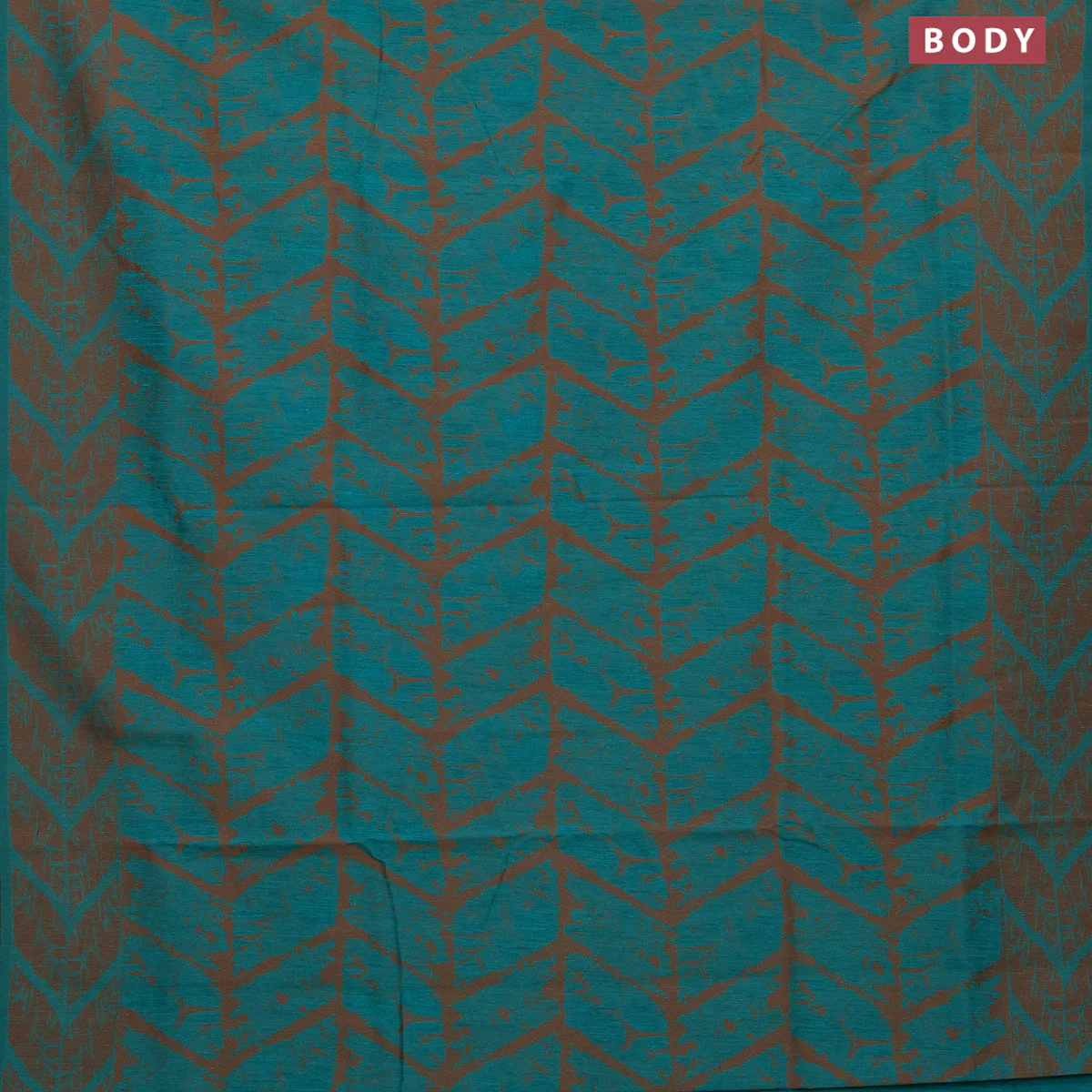 Banarasi semi matka silk saree teal green and brown with allover thread weaves and woven border - Image 2