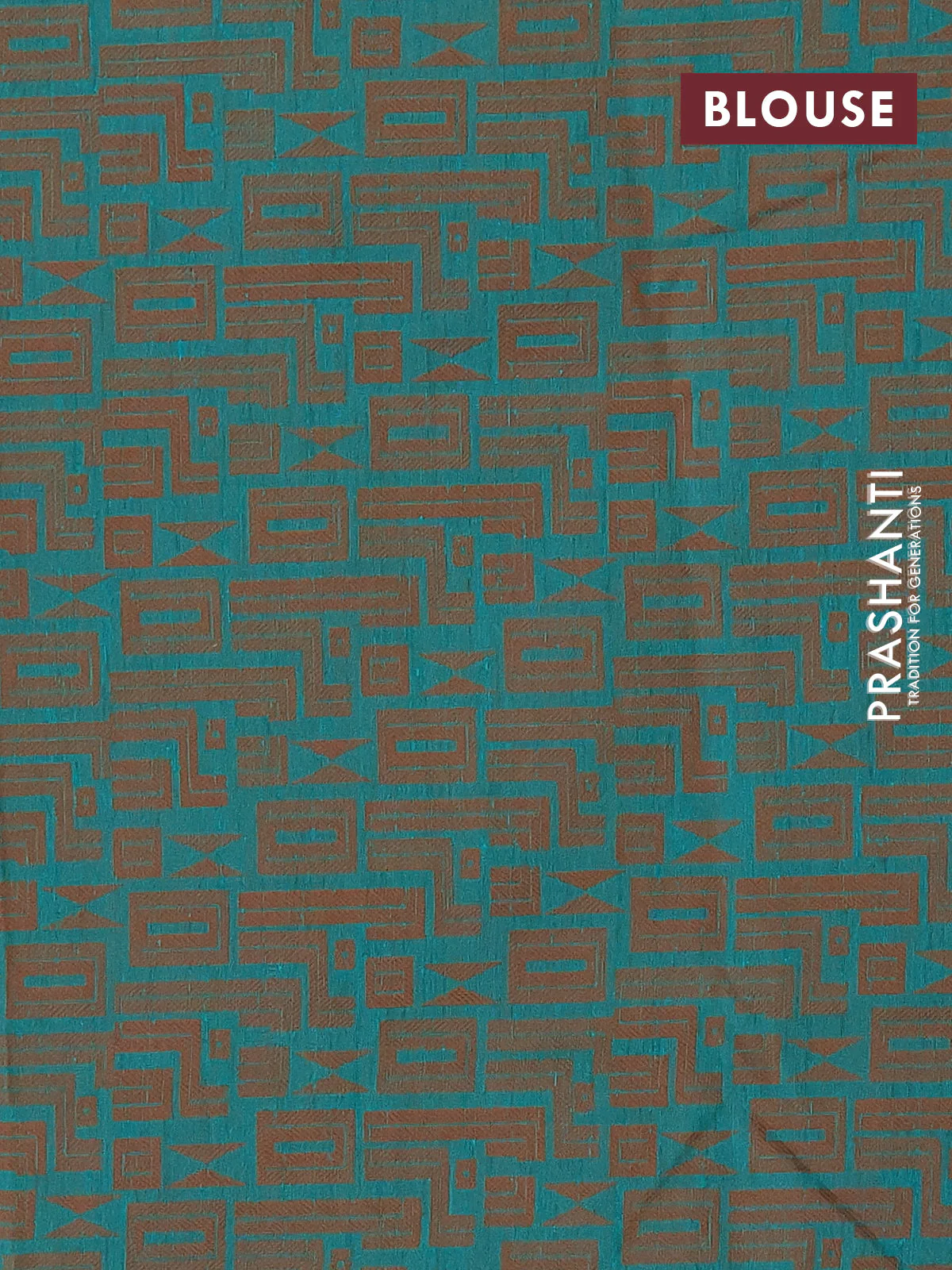 Banarasi semi matka silk saree teal green and brown with allover thread weaves and woven border - Image 4