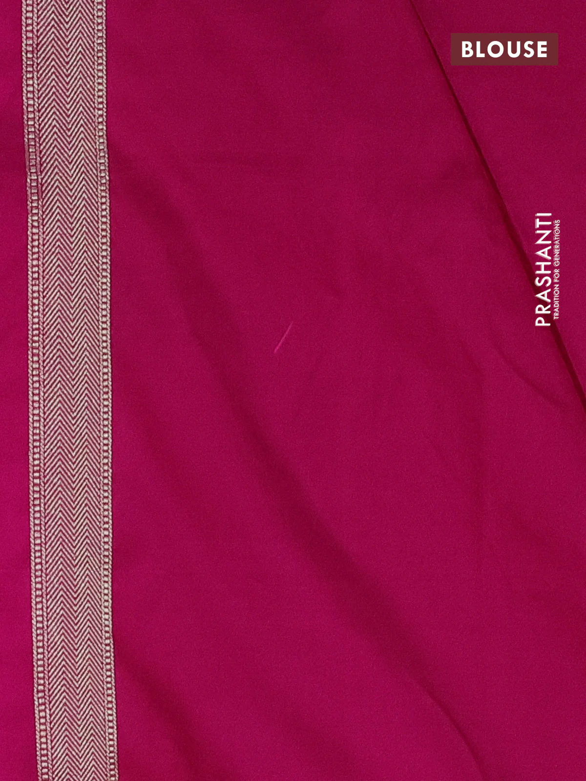 Banarasi semi mushru silk saree dark magenta pink with allover zig zag zari weaves and zari woven border - Image 3