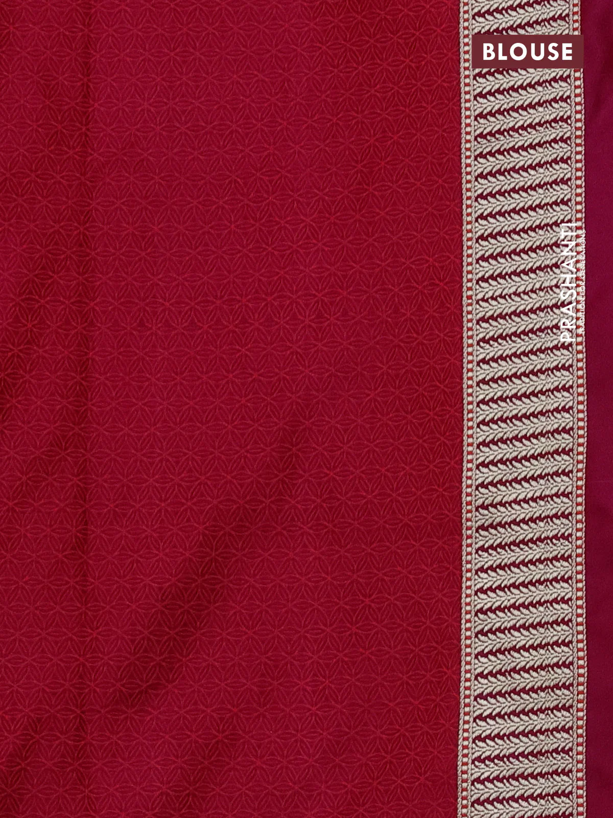 Banarasi semi mushru silk saree deep purple and red with allover self emboss and zari woven border - Image 3