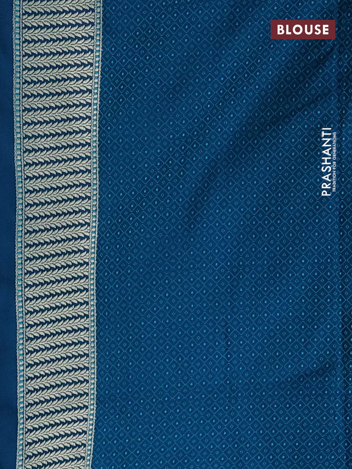 Banarasi semi mushru silk saree dual shade of blue and teal green with allover thread weaves & buttas and zari woven border - Image 3