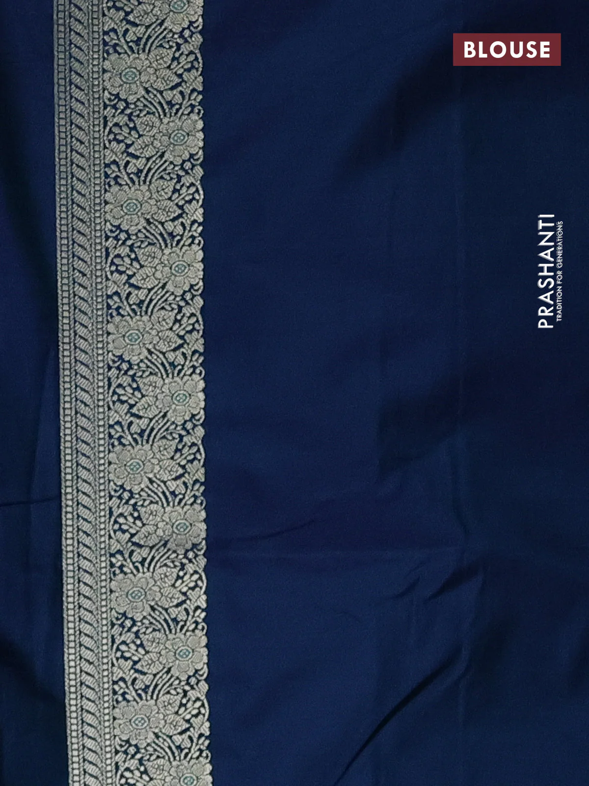 Banarasi semi mushru silk saree dual shade of blue and teal green with allover thread & zari weaves and zari woven border - Image 3