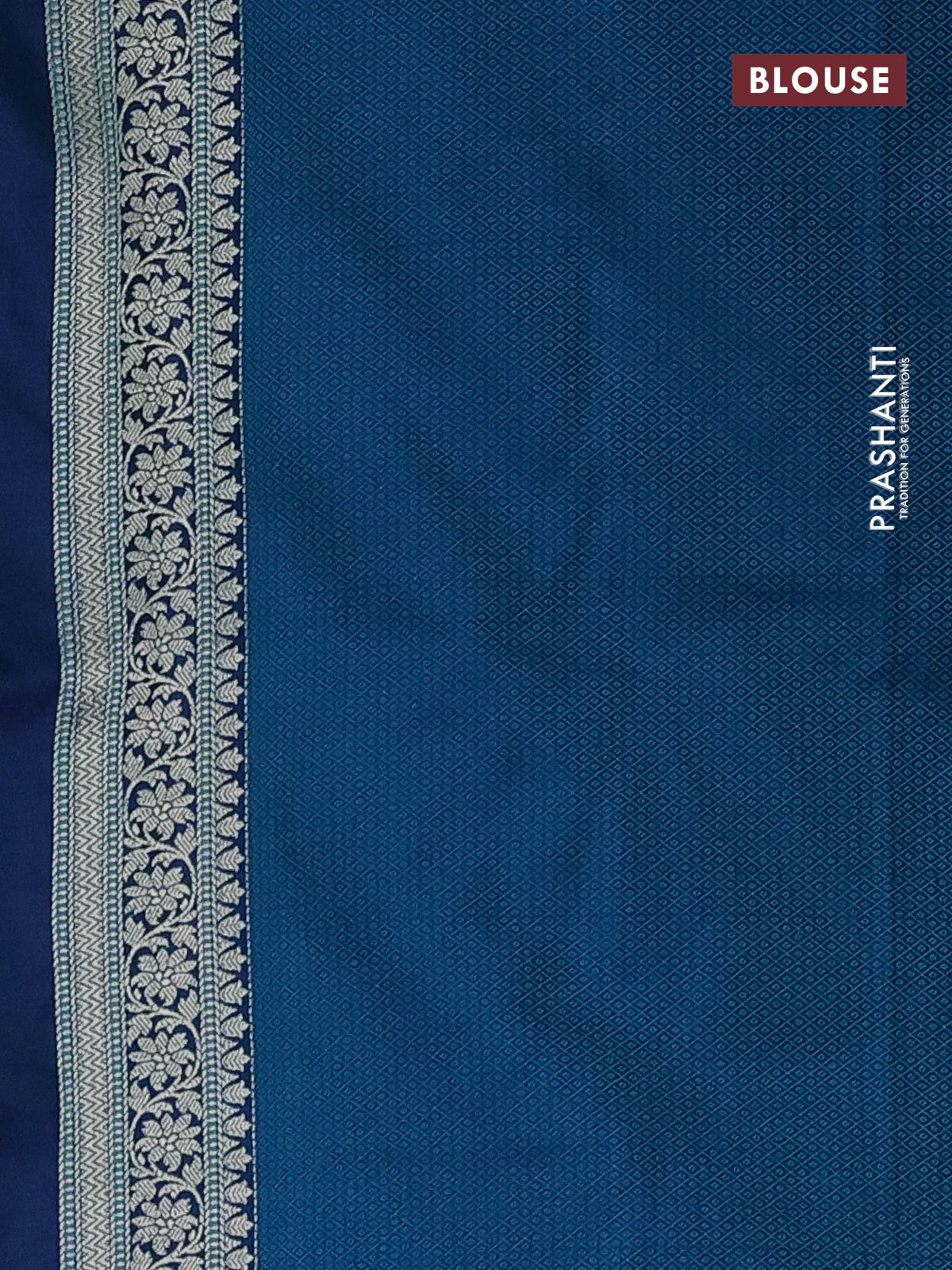 Banarasi semi mushru silk saree dual shade of blue with allover self emboss & zari buttas and zari woven border - Image 3