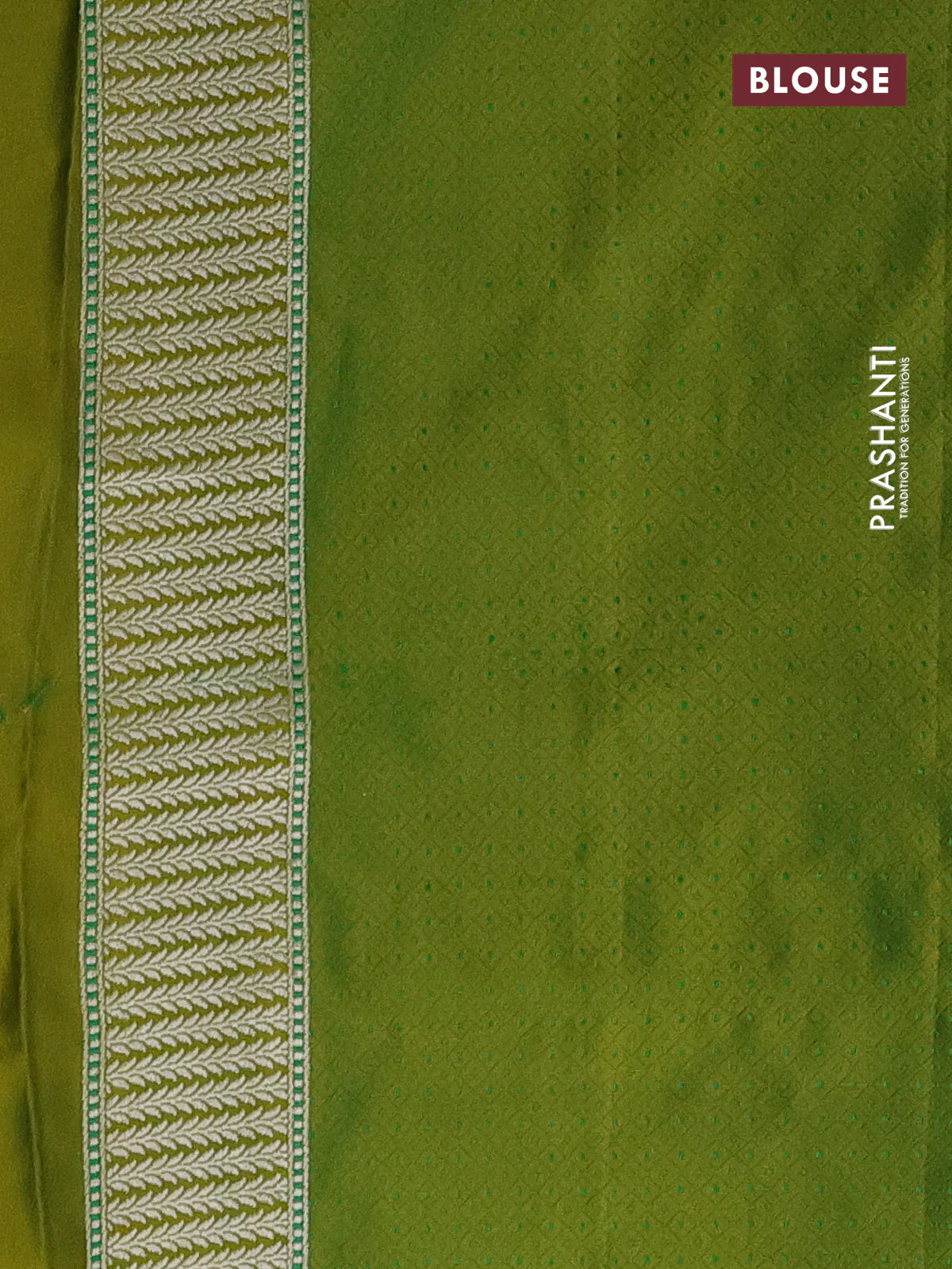 Banarasi semi mushru silk saree dual shade of lime yellow with allover thread weaves & buttas and zari woven border - Image 3