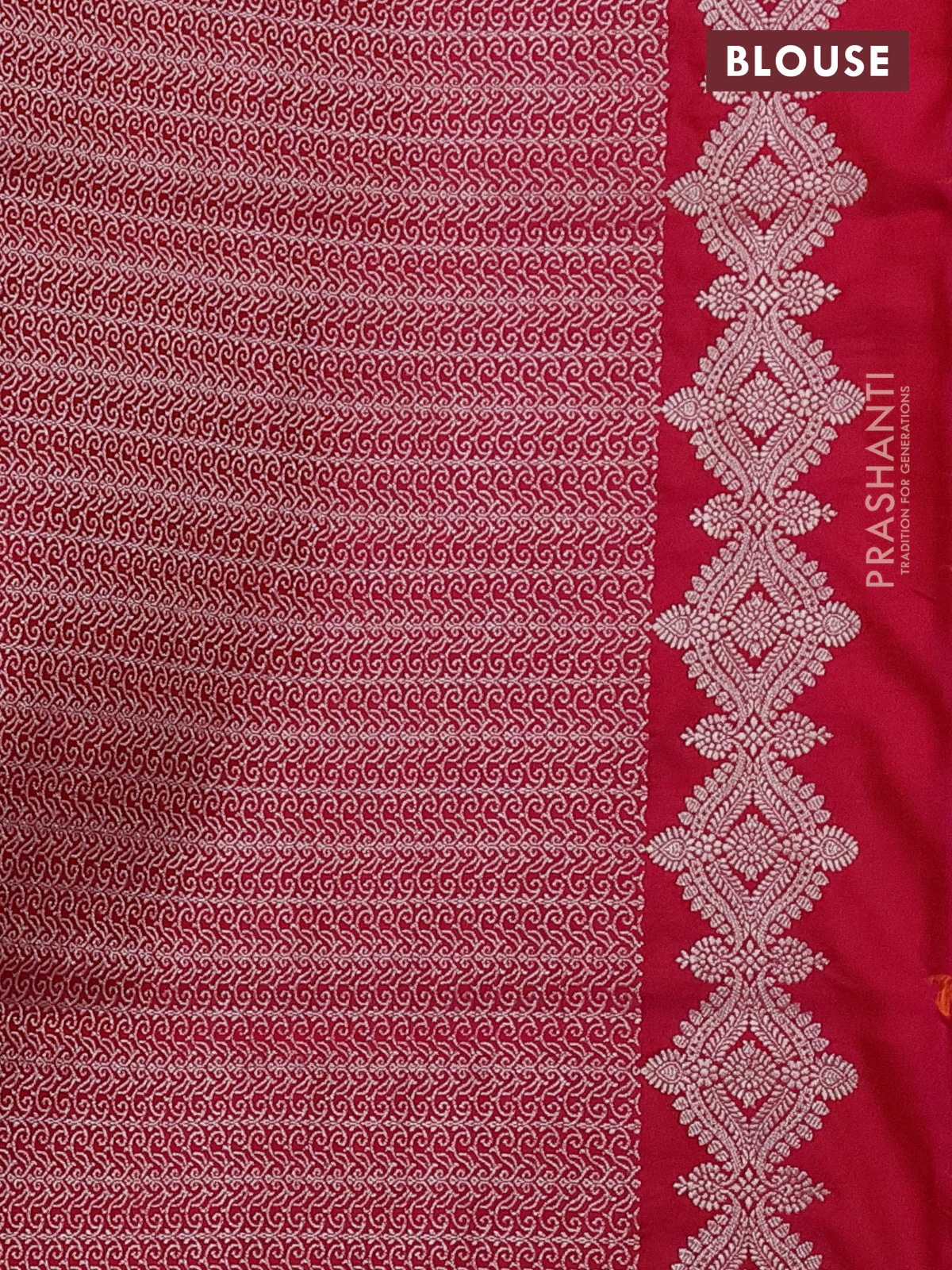 Banarasi semi mushru silk saree dual shade of pink with allover zari woven buttas and zari woven border - Image 3