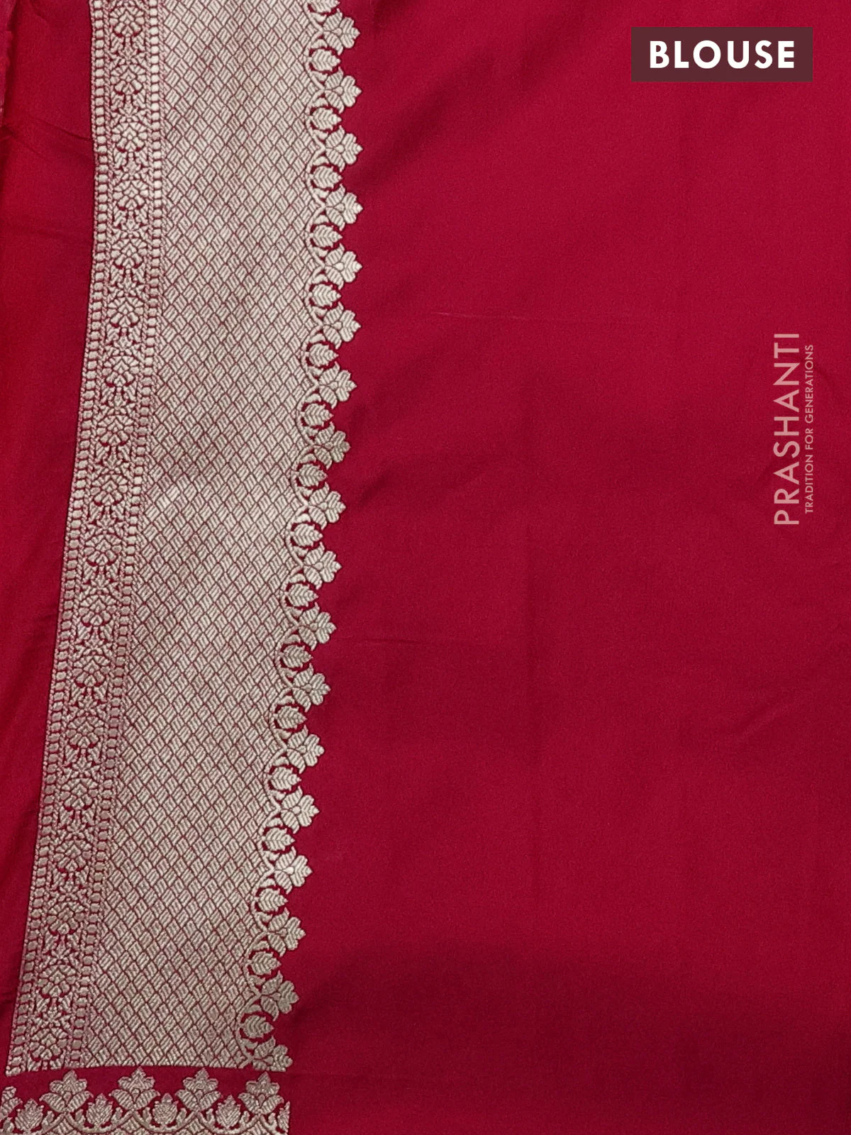Banarasi semi mushru silk saree pink and red with allover self emboss & zari weaves and zari woven border - Image 3