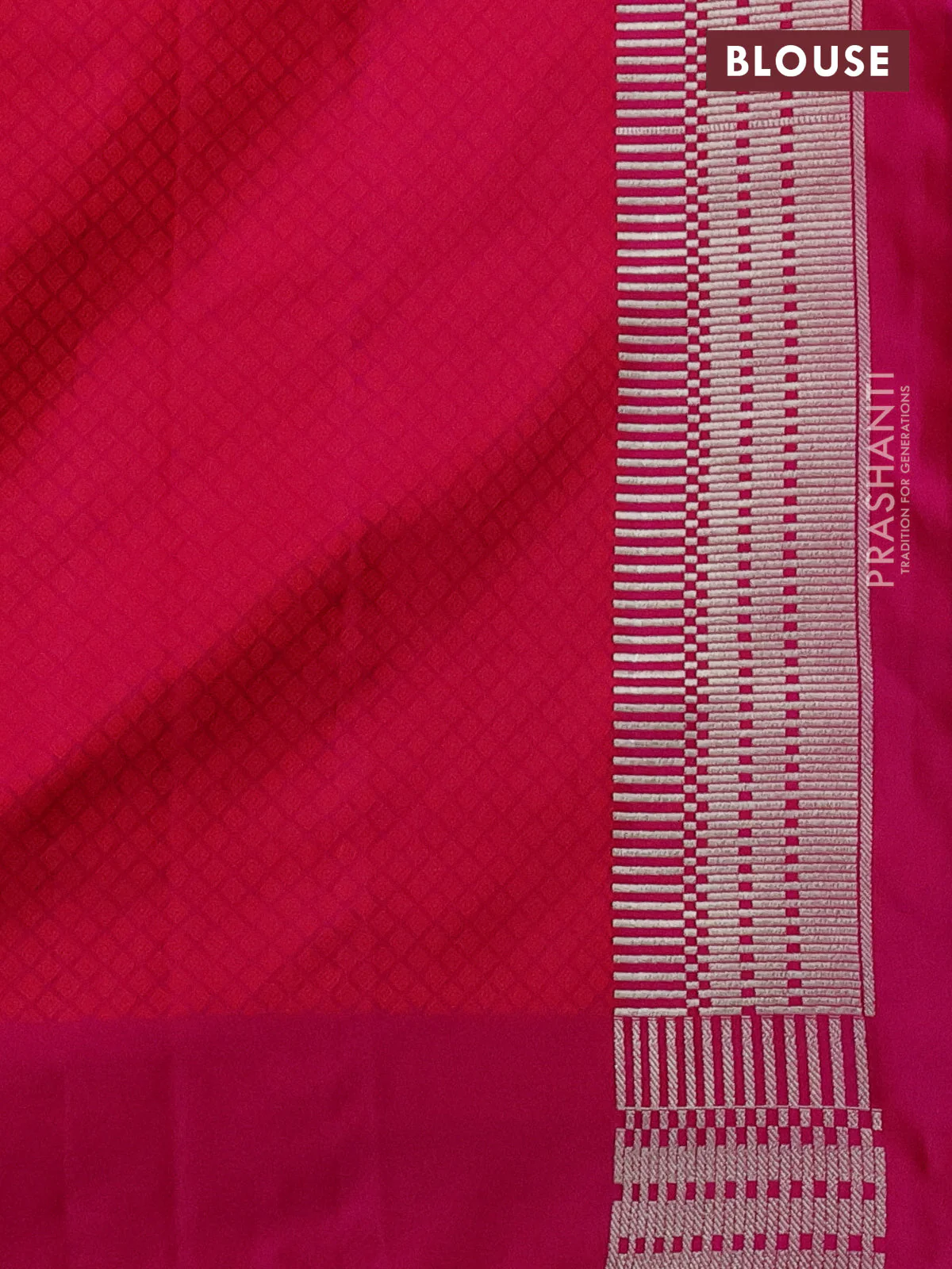 Banarasi semi mushru silk saree pink with allover self emboss and zari woven border - Image 3