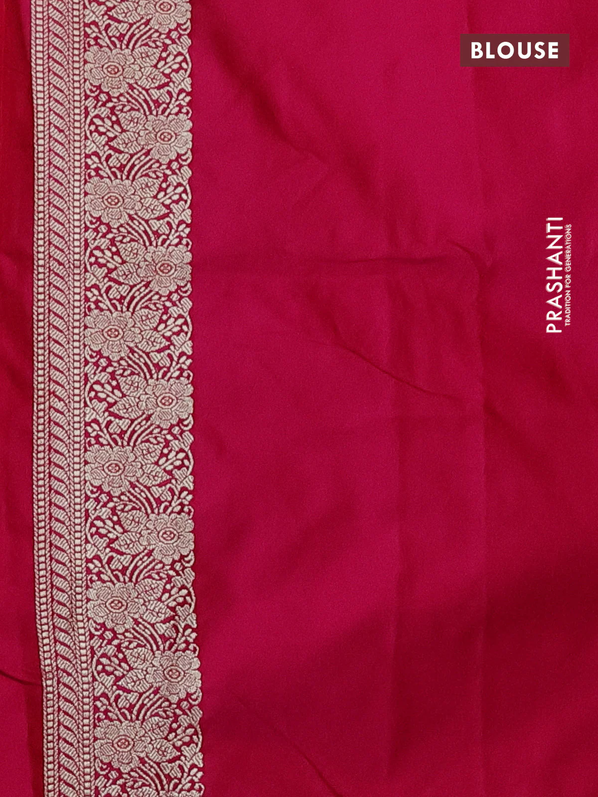 Banarasi semi mushru silk saree pink with allover thread & zari weaves and zari woven border - Image 3