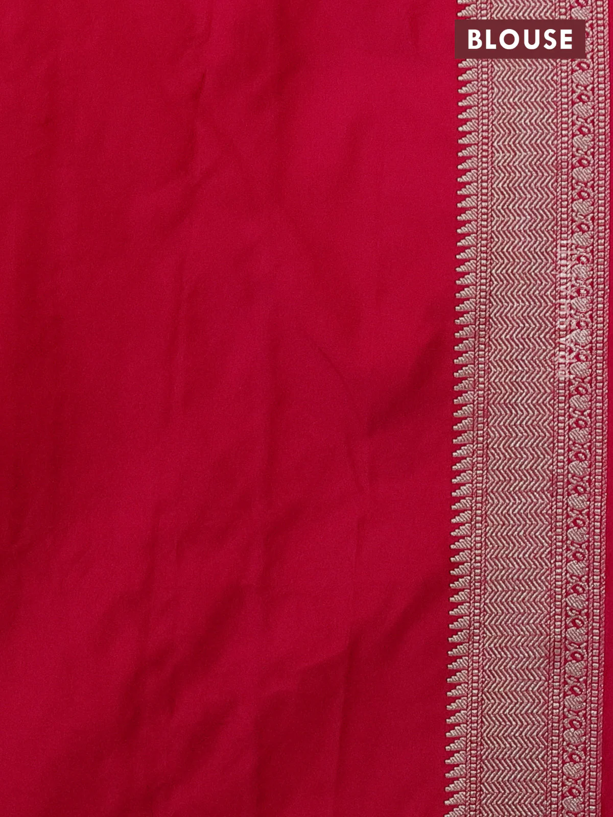 Banarasi semi mushru silk saree pink with allover zig zag zari weaves and zari woven border - Image 3