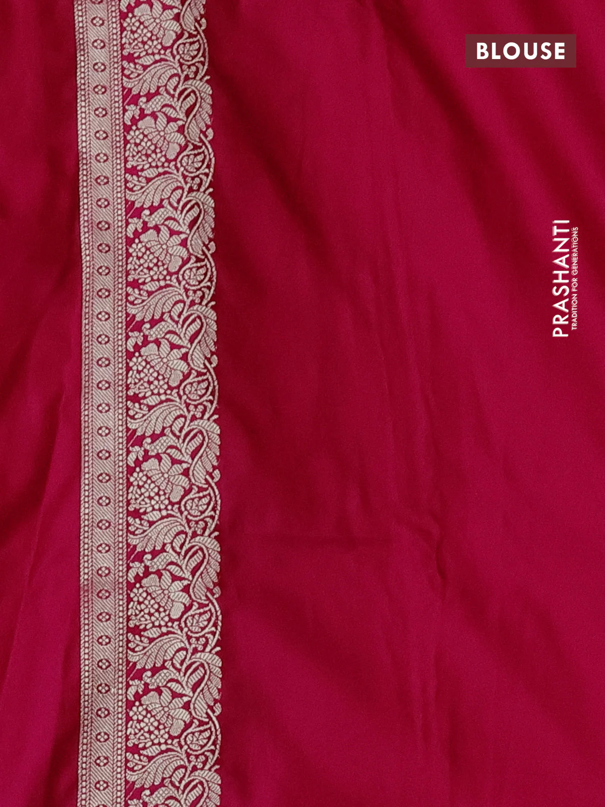 Banarasi semi mushru silk saree pink with thread & zari woven buttas and zari woven border - Image 3