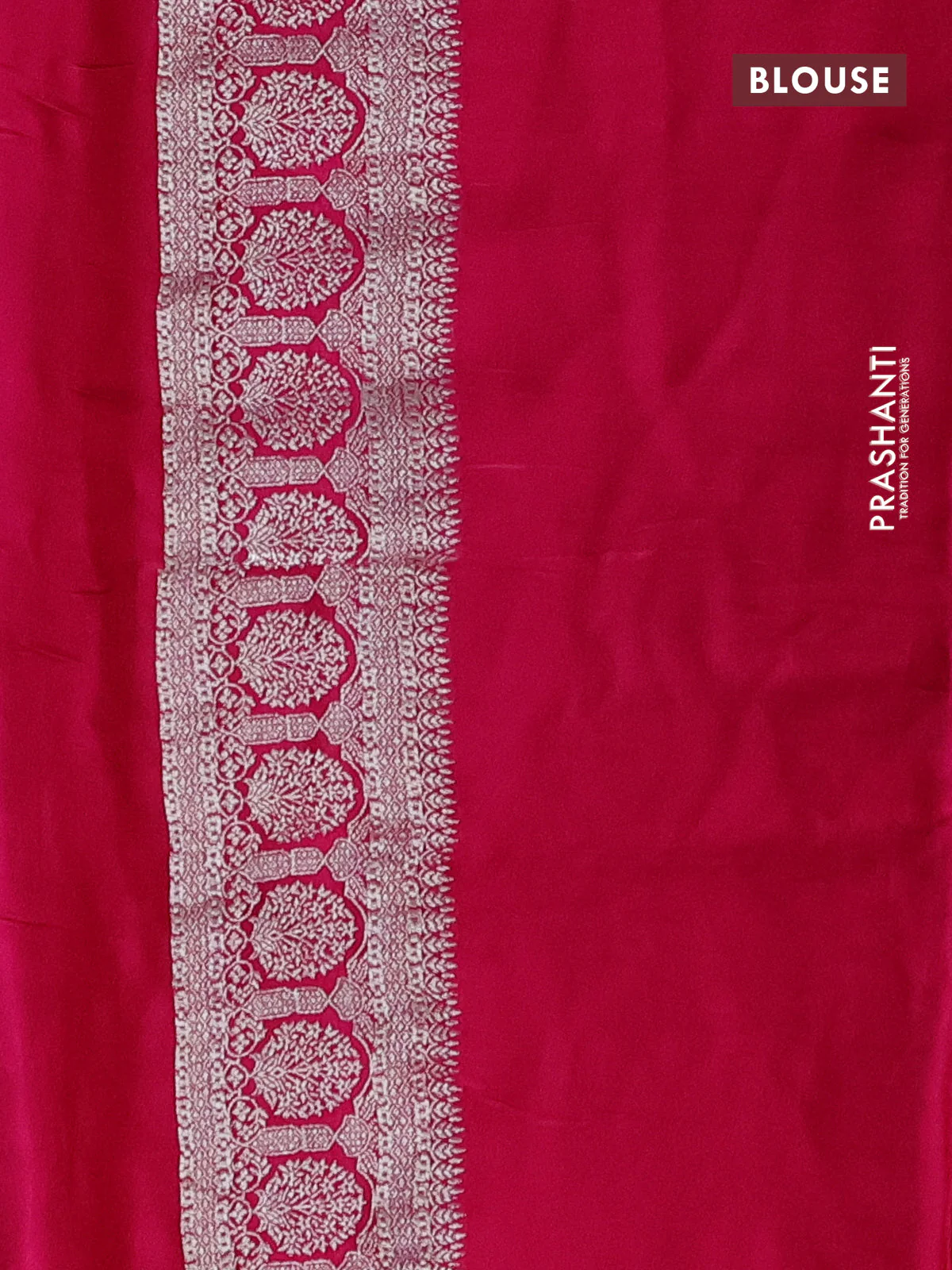 Banarasi semi mushru silk saree pink with zari woven buttas and zari woven border - Image 3