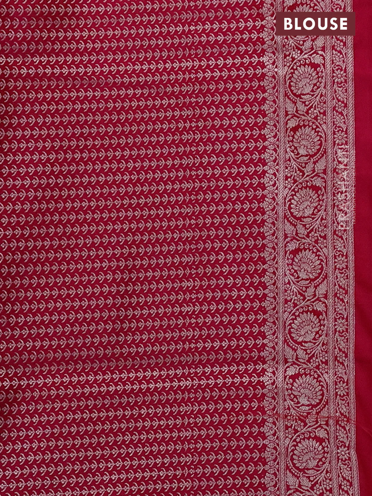 Banarasi semi mushru silk saree pink with zari woven buttas and zari woven border - Image 3