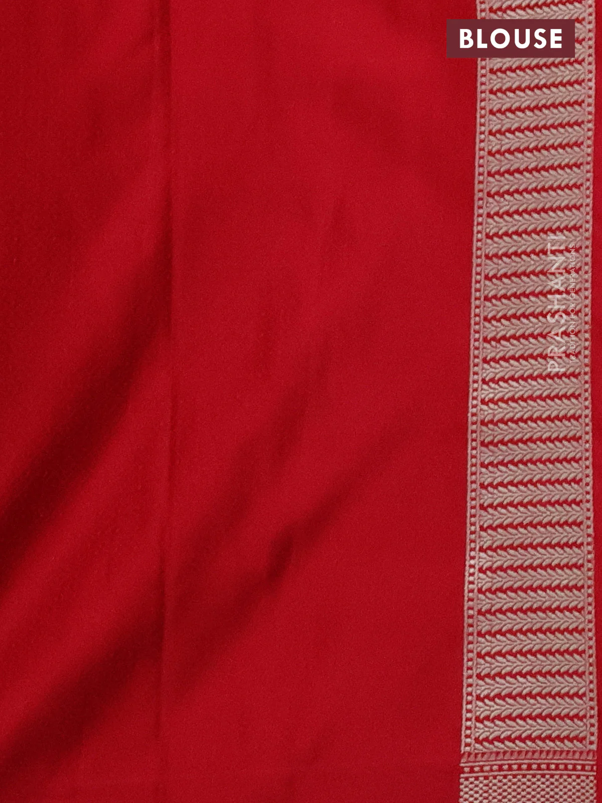 Banarasi semi mushru silk saree red with allover thread weaves & buttas and zari woven border - Image 3