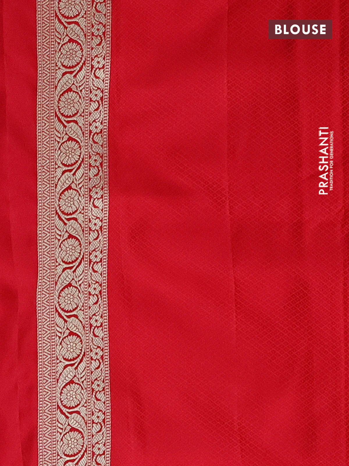 Banarasi semi mushru silk saree red with allover zari weaves & buttas and zari woven border - Image 3