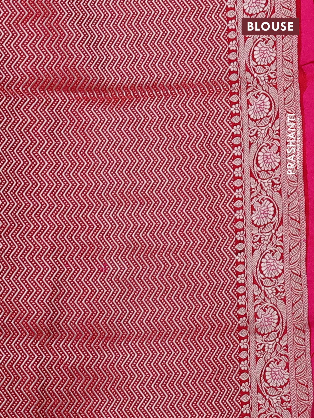 Banarasi semi mushru silk saree red with allover zari woven buttas and zari woven border - Image 3