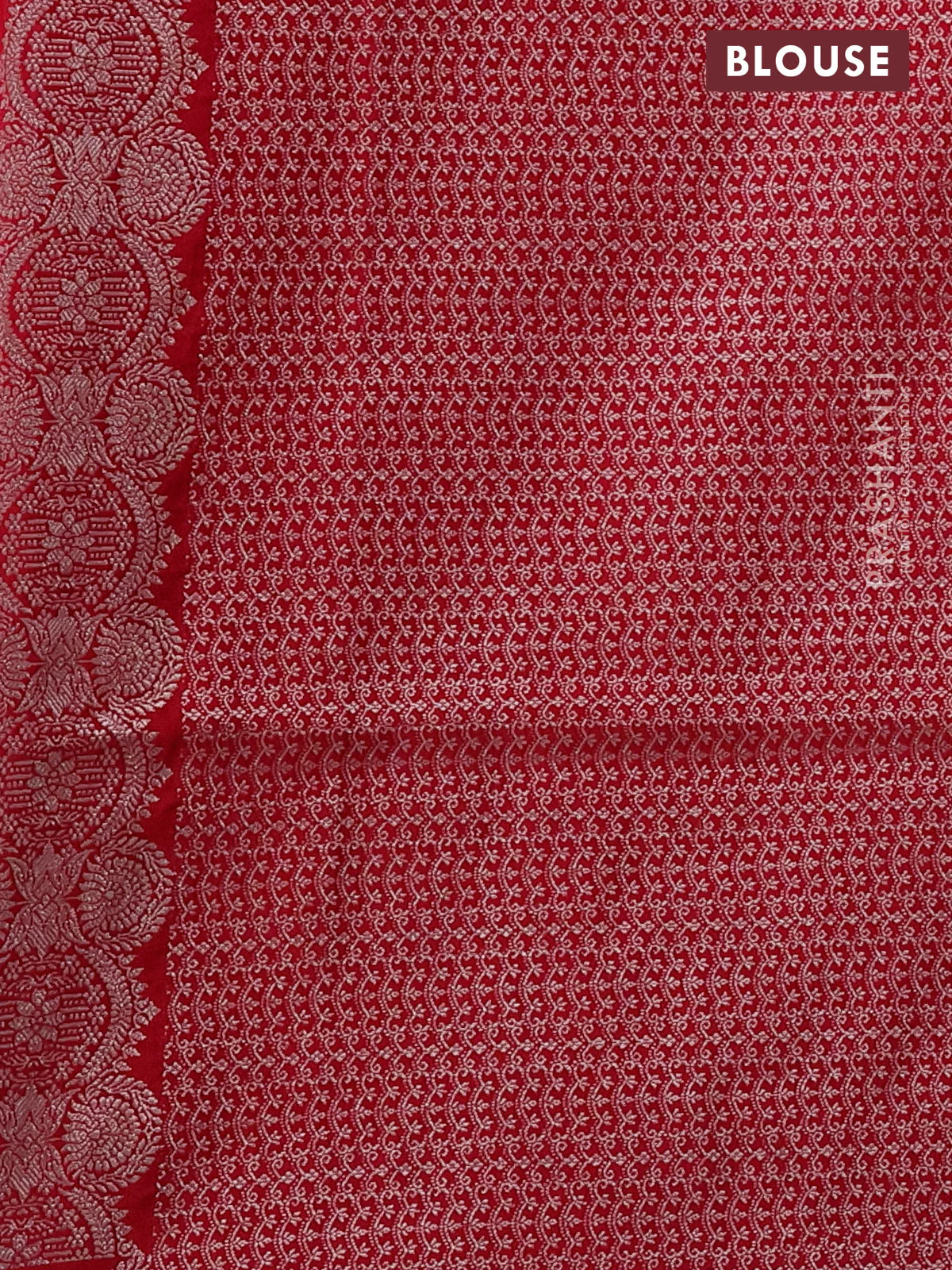 Banarasi semi mushru silk saree reddish pink with allover zari woven buttas and zari woven border - Image 3