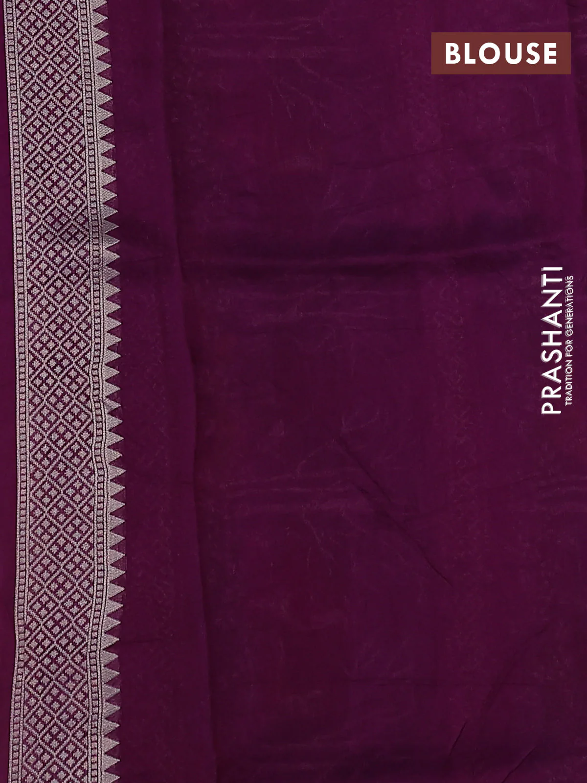 Banarasi semi raw silk saree purple with silver zari woven buttas and silver zari woven border - Image 3