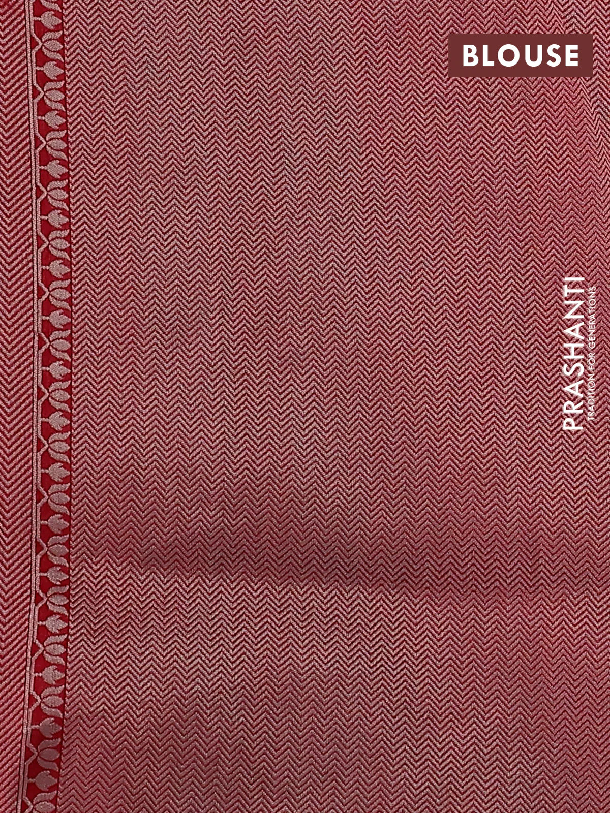 Banarasi semi raw silk saree reddish pink with thread & silver zari buttas and long zari woven paithani style border - Image 3