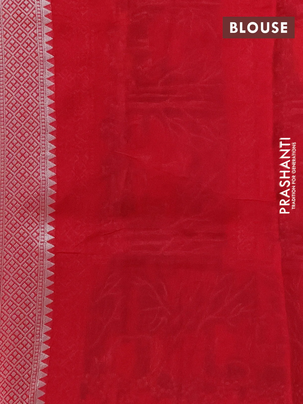 Banarasi semi raw silk saree tomato pink with silver zari woven buttas and silver zari woven border - Image 3