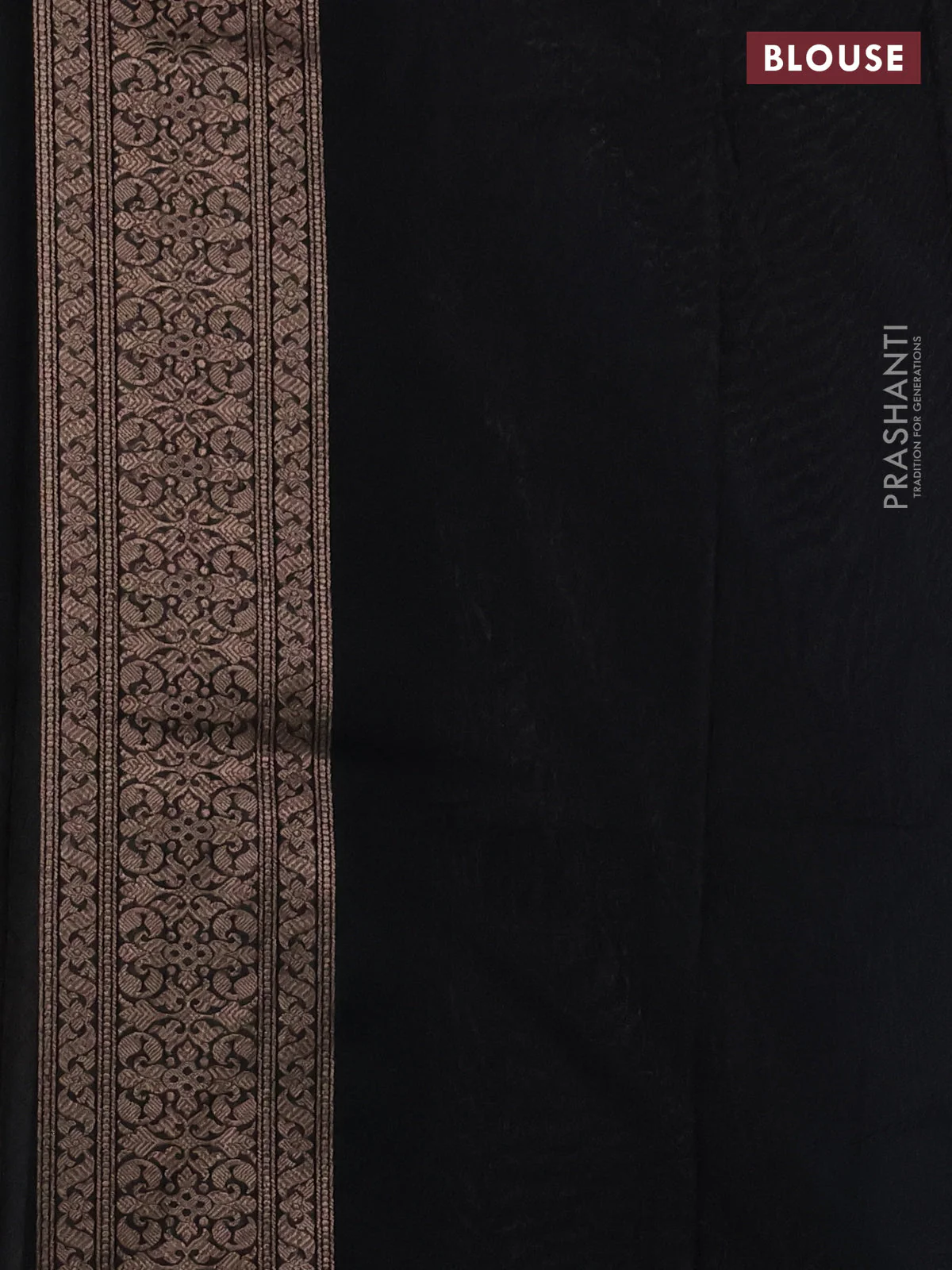 Banarasi semi silk saree black with allover thread & zari weaves and woven border - Image 3