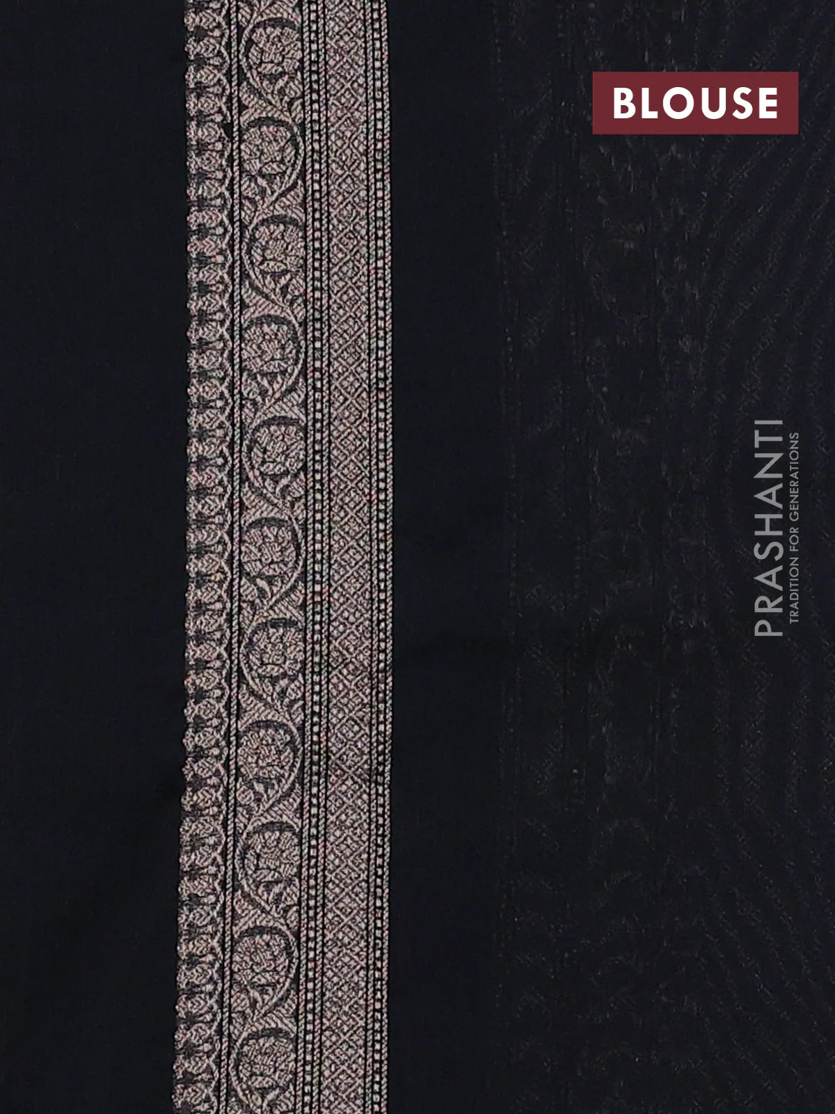 Banarasi semi silk saree black with allover thread & zari weaves and woven border - Image 3