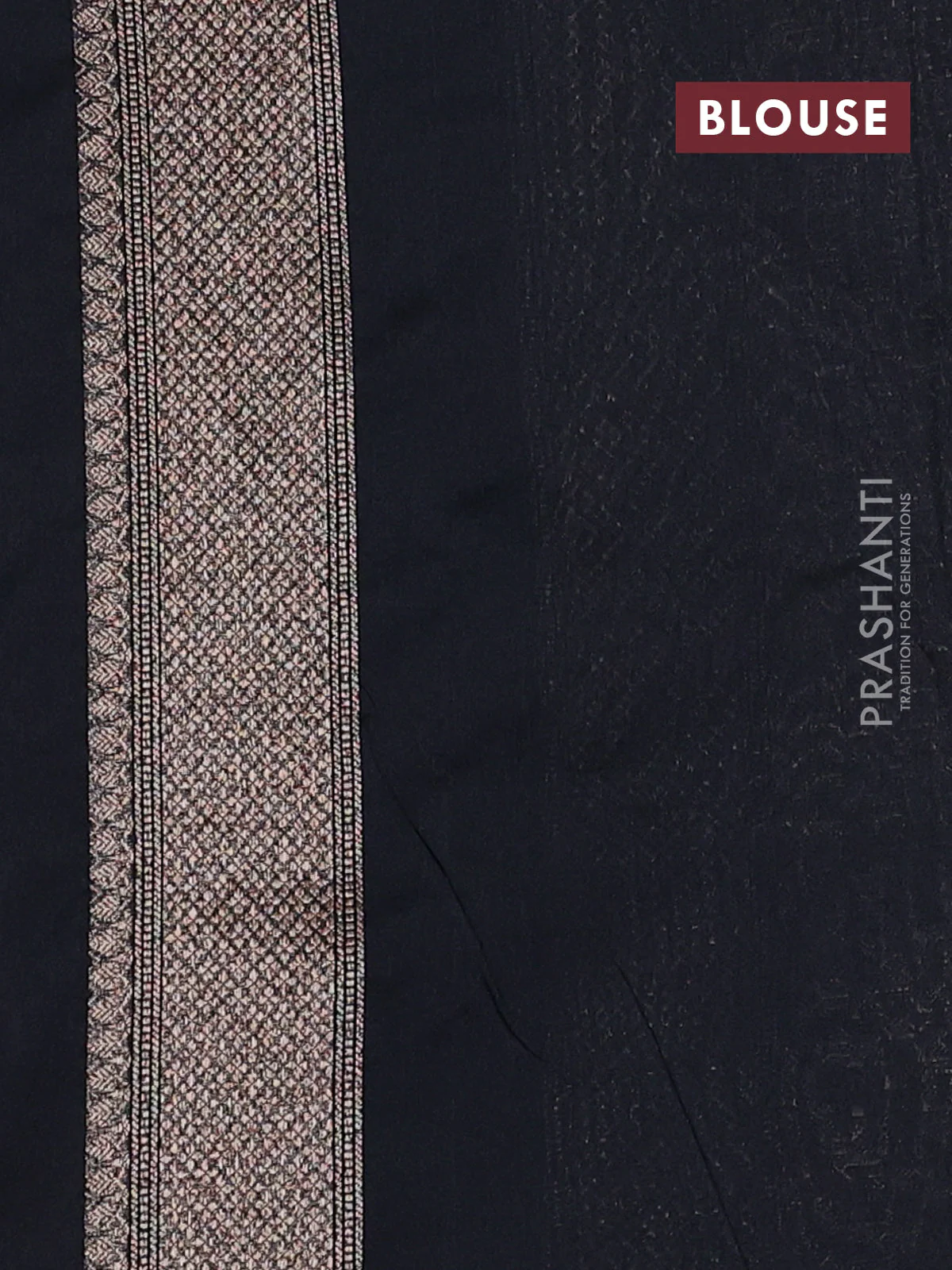 Banarasi semi silk saree black with allover thread & zari weaves and woven border - Image 3
