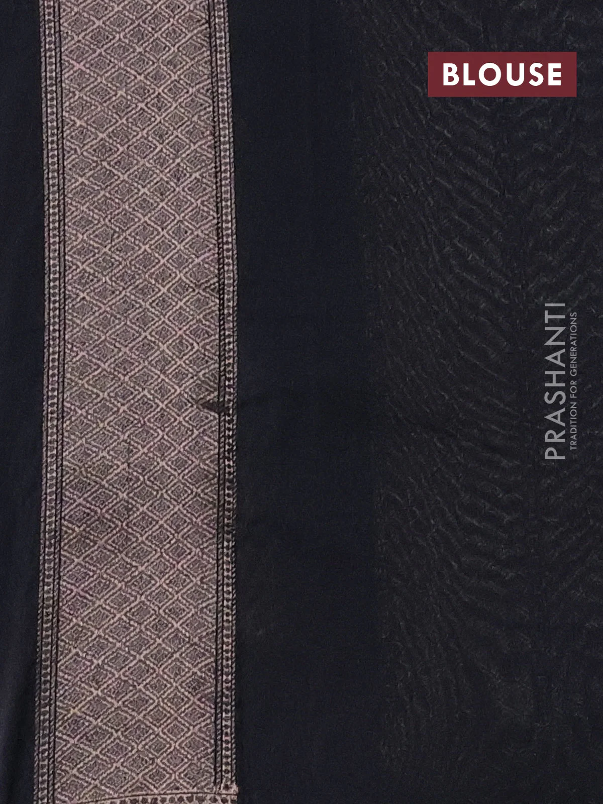 Banarasi semi silk saree black with allover thread & zari weaves and woven border - Image 3