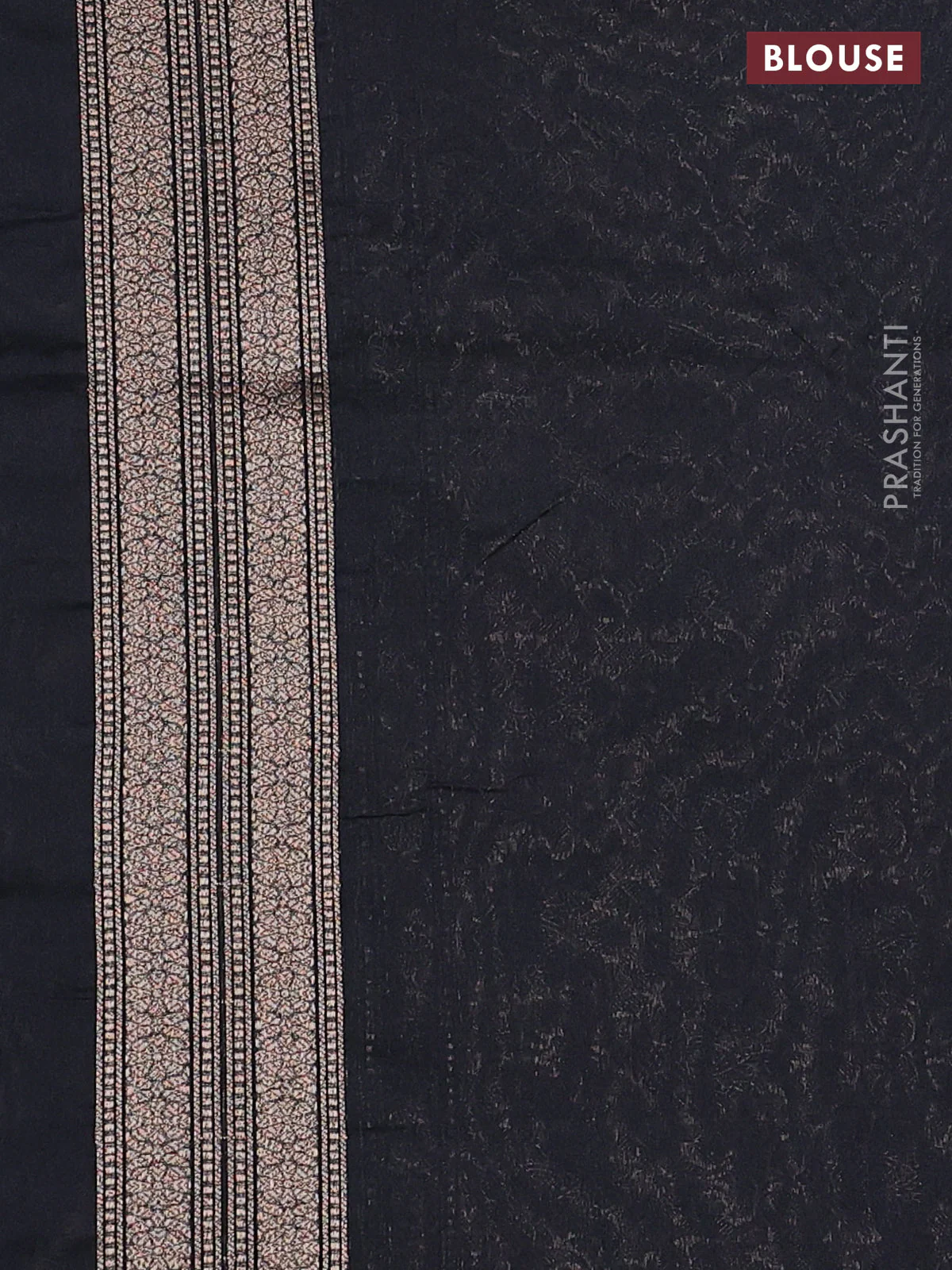 Banarasi semi silk saree black with allover thread & zari weaves and woven border - Image 3
