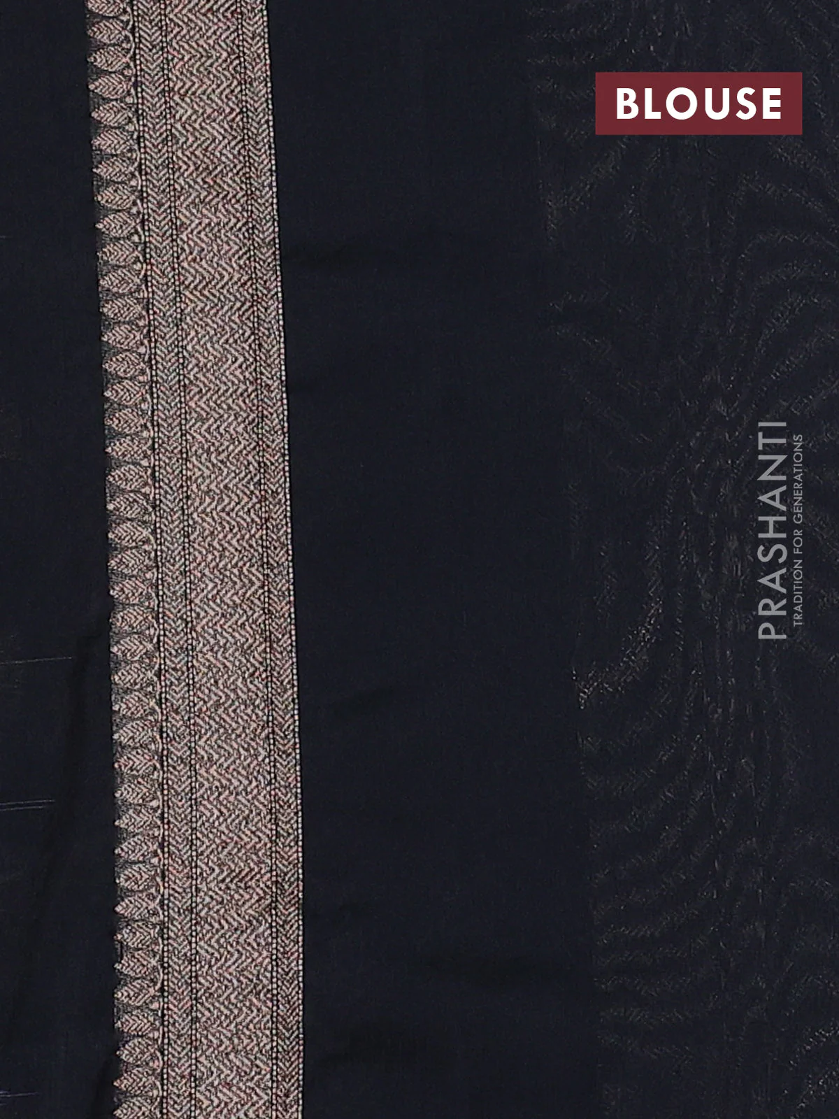Banarasi semi silk saree black with allover thread & zari weaves and woven border - Image 3