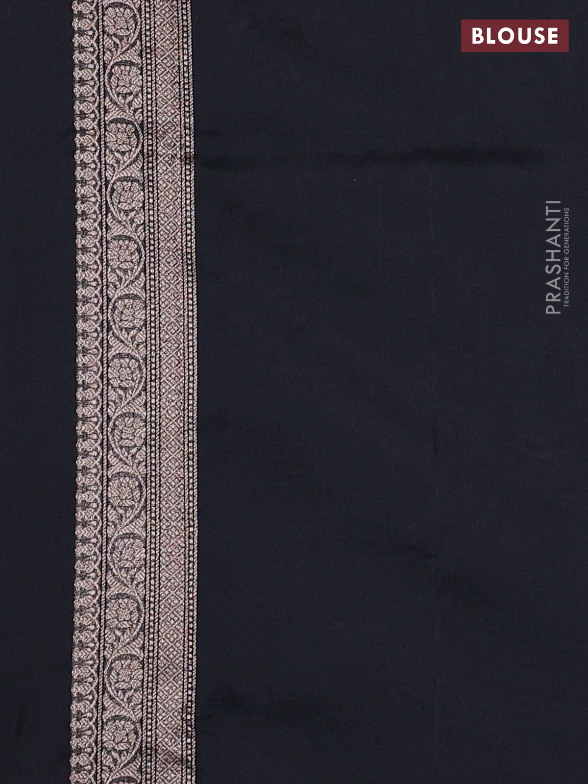 Banarasi semi silk saree black with allover thread & zari weaves and woven border - Image 3